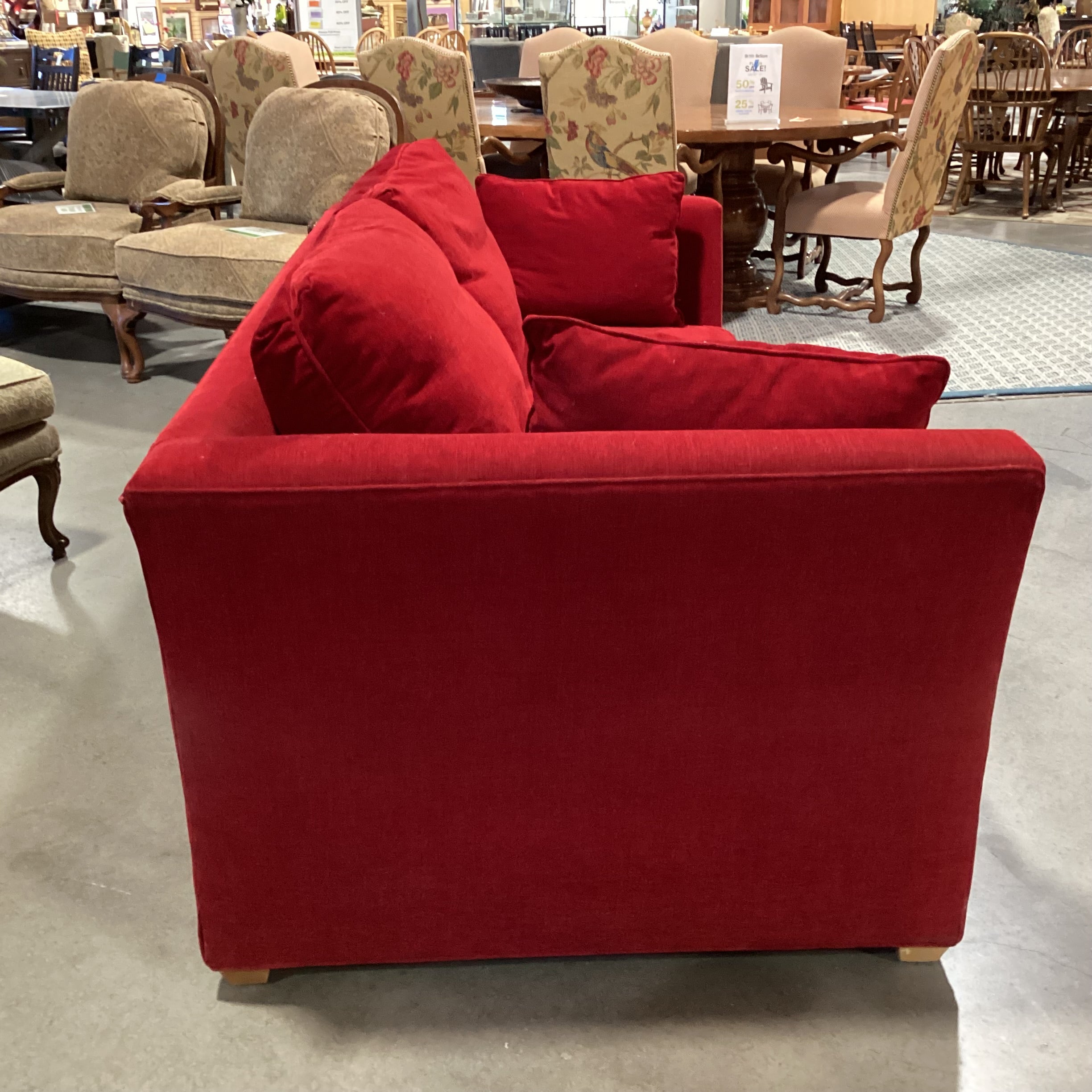 Red Woven & Down Mix Sofa 88"x 41"x 31"