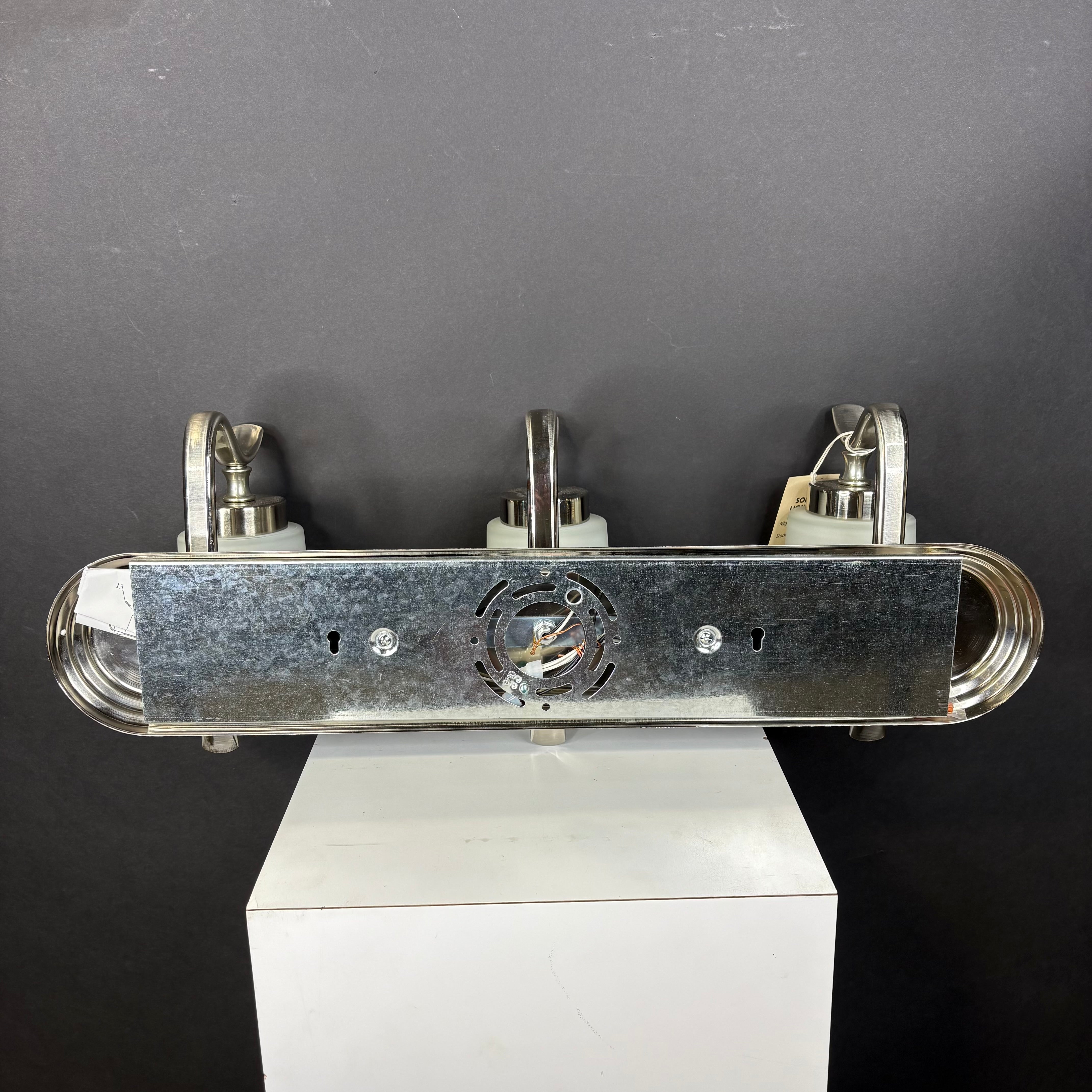 Craftmade 3-Light Polished Nickel with Frosted Glass Shades Vanity Wall Sconce 24”x 9”x 8”