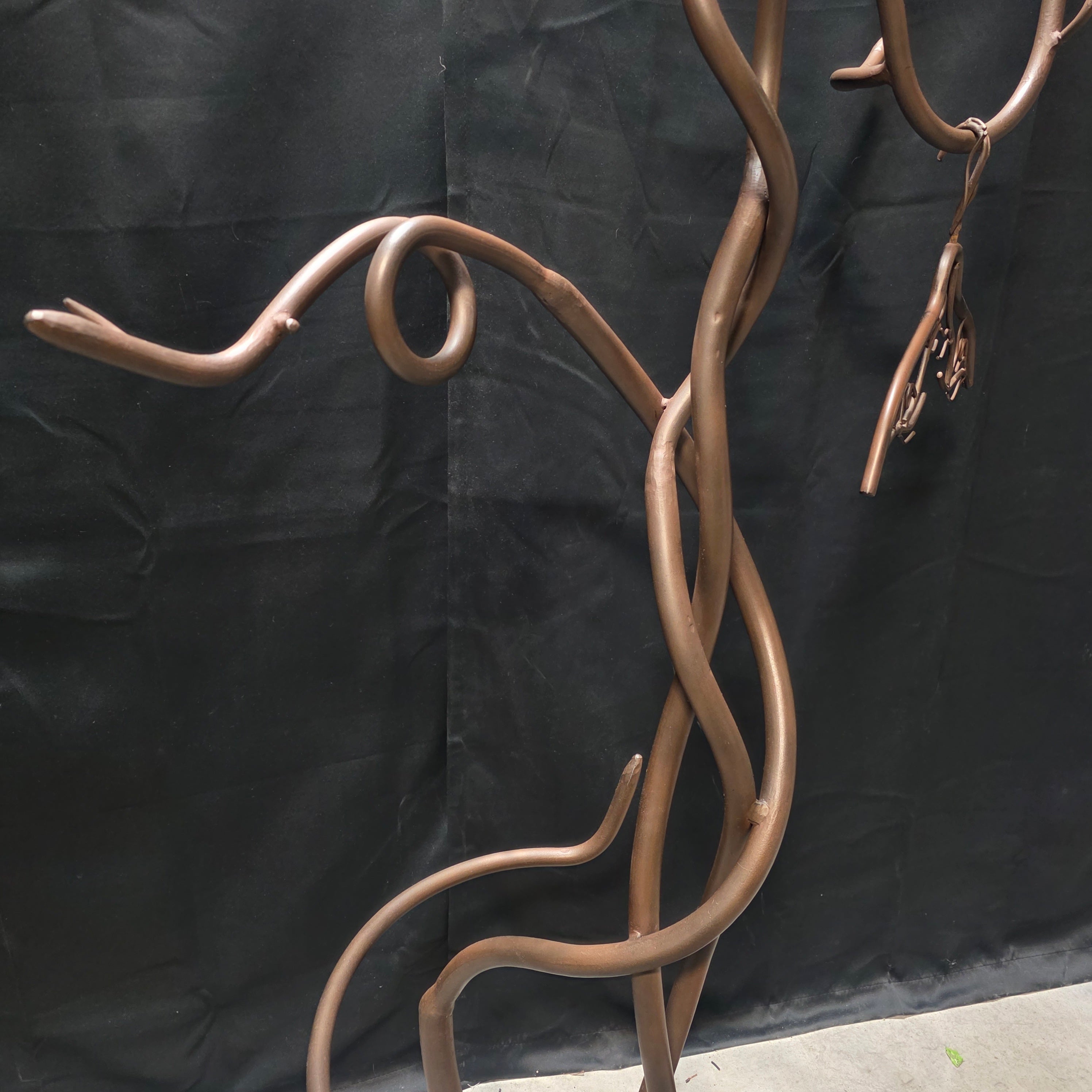 Sculptural Wrought Iron Tree Coat Rack with Artistic Hangers - Heavy artisan Statement Piece 34"x24"x79"