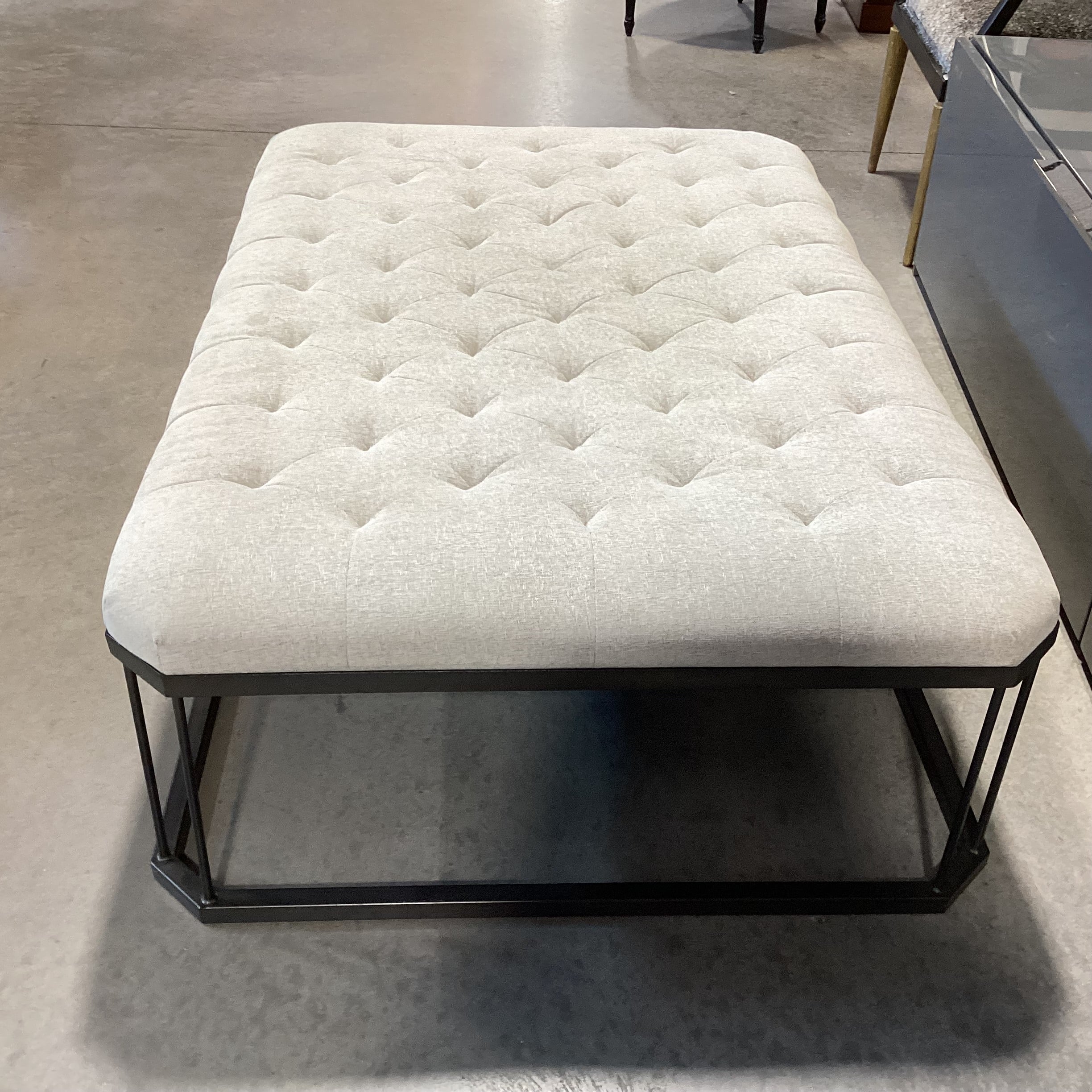 Four Hands Ashford Isle Grey Tufted & Metal Bench Ottoman 54"x 36"x 16.5"