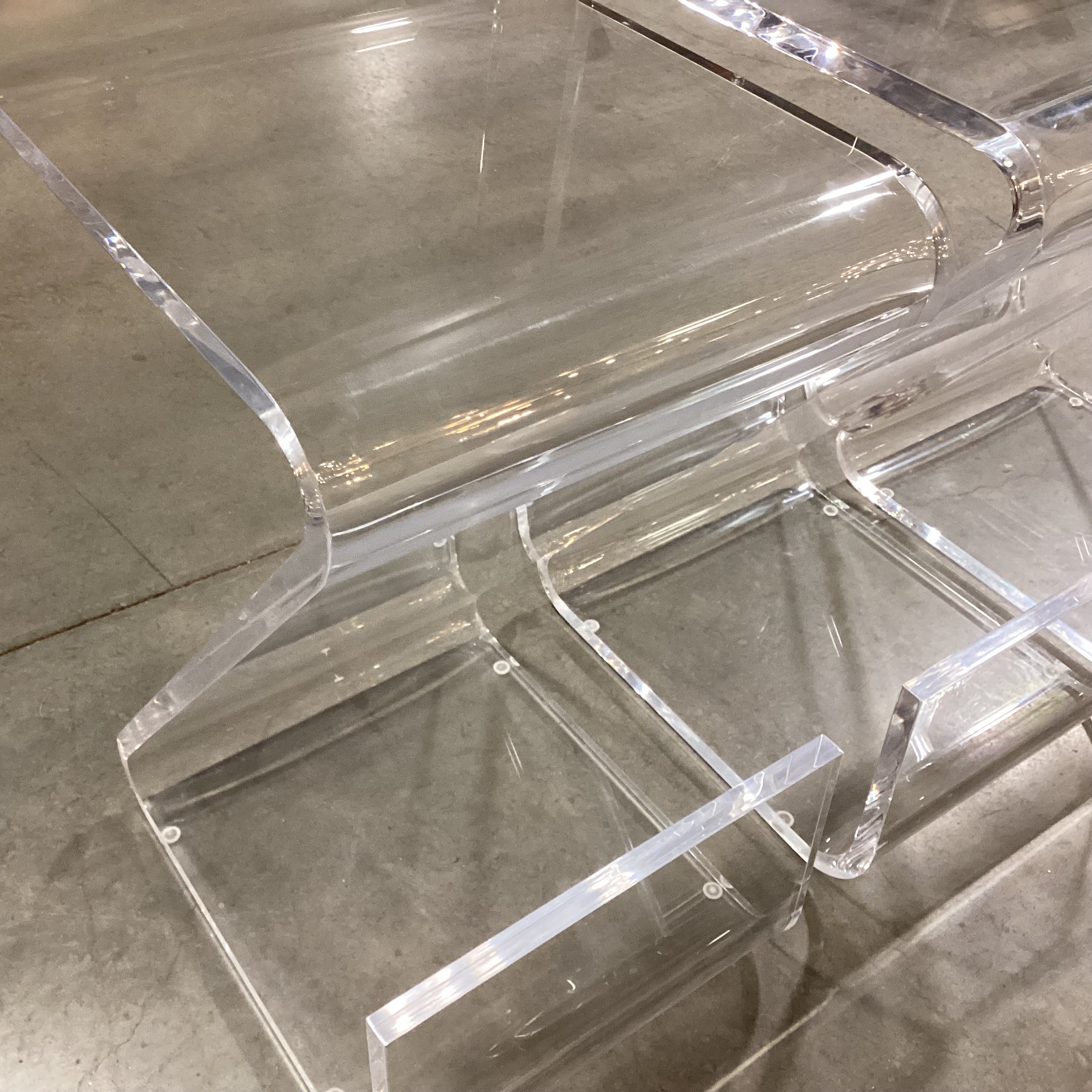 SET of 3 Z Shape High Back Thick Acrylic with Footrest Barstools 29.5"