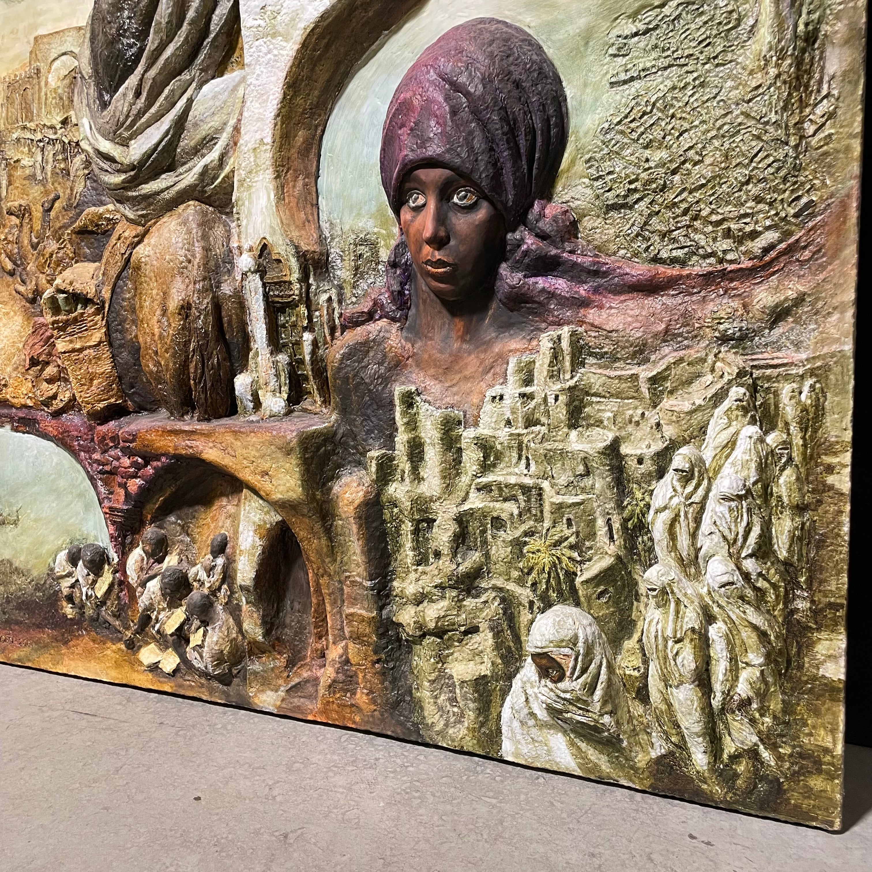 Janusz Obst Signed/ Dated "Another Planet"3D Bas Relief Original 46 1/2" x 66"