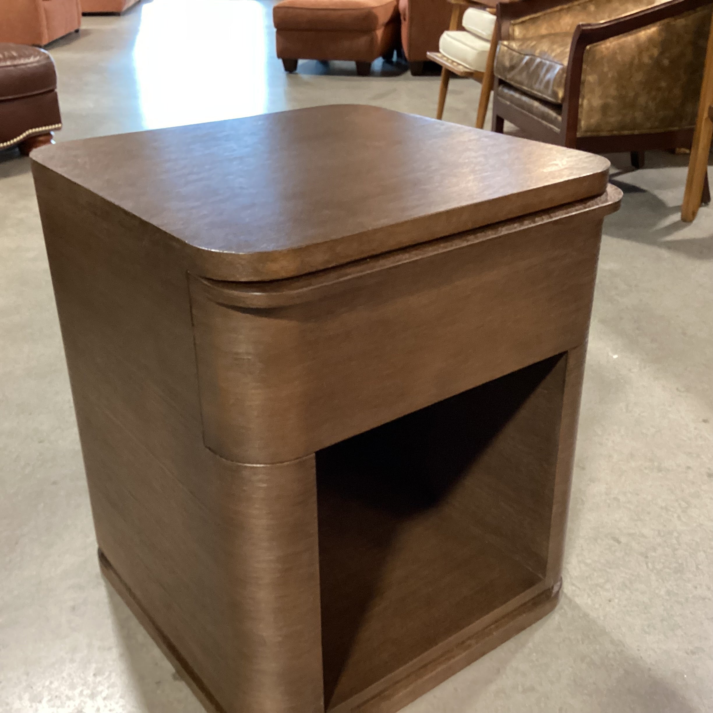 Restoration Hardware Contemporary Dark Finish Oak 1 Drawer with Cubby End Table 20"x 21"x 24.5"