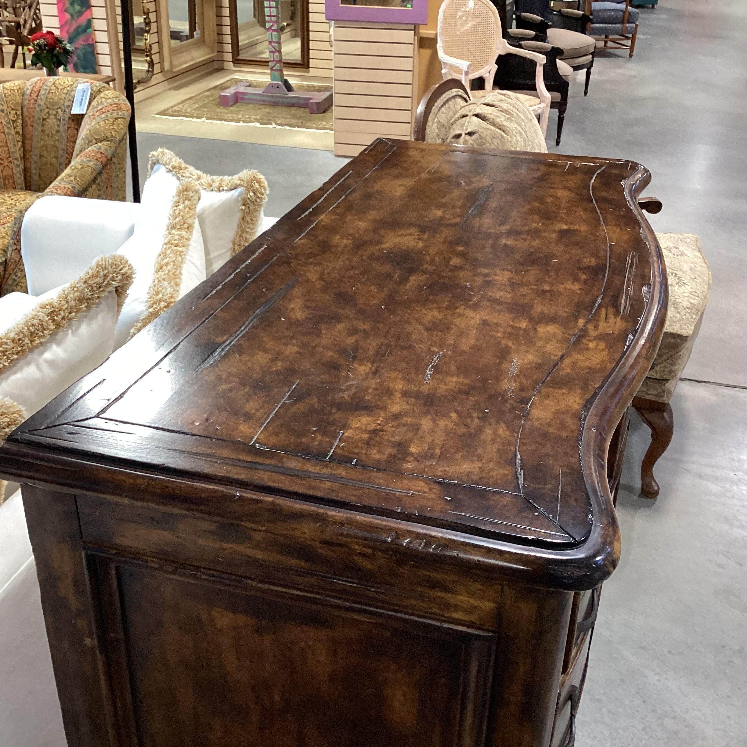 Dark Distressed Solid Wood 8 Drawer Chest 50"x 23"x 42.5"