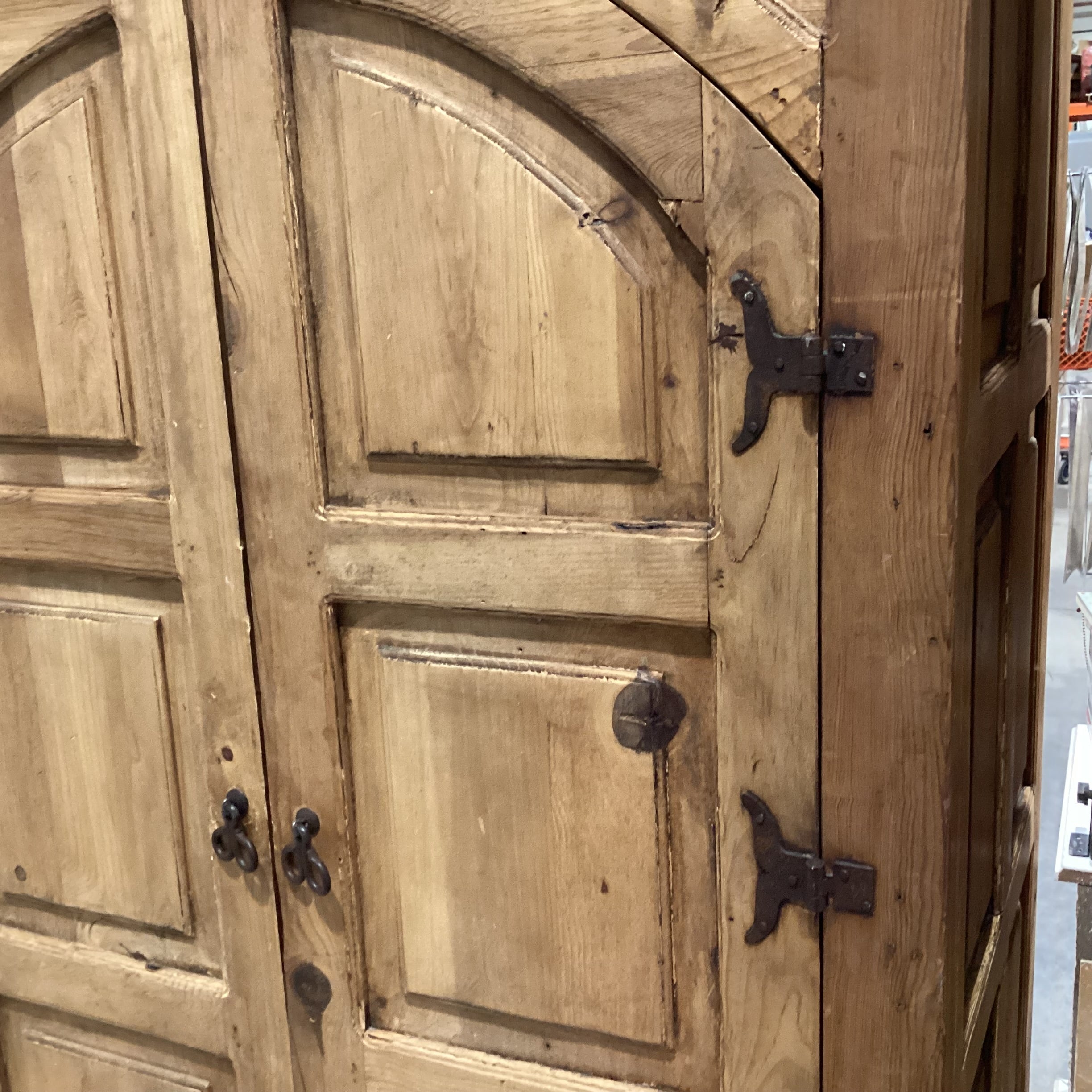 Rustic Pine with Carved Panel Detail 2 Door with Bottom Drawer Armoire 43"x 26.5"x 72"