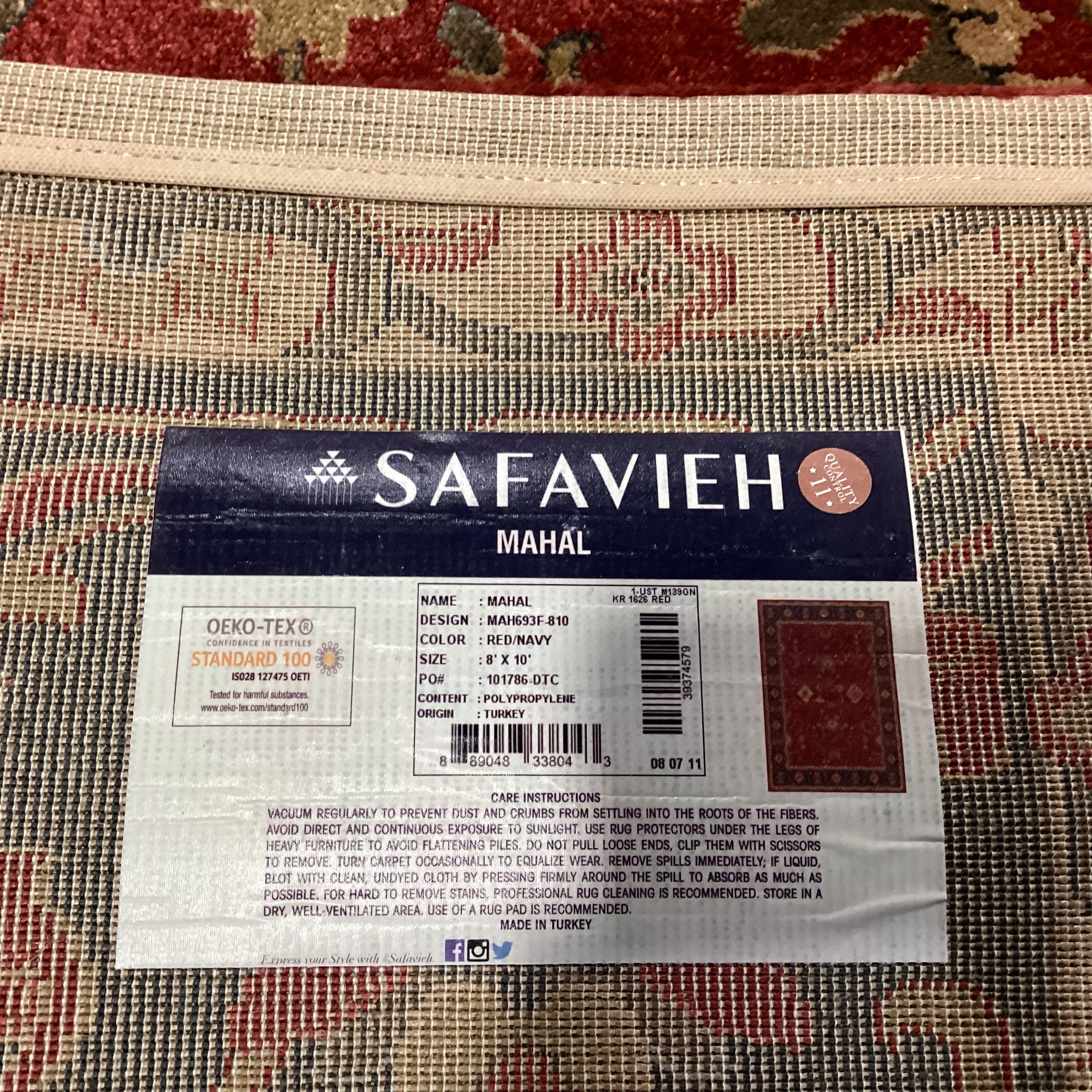 Safavieh Mahal Red Navy Poly Rug 8'x 10"