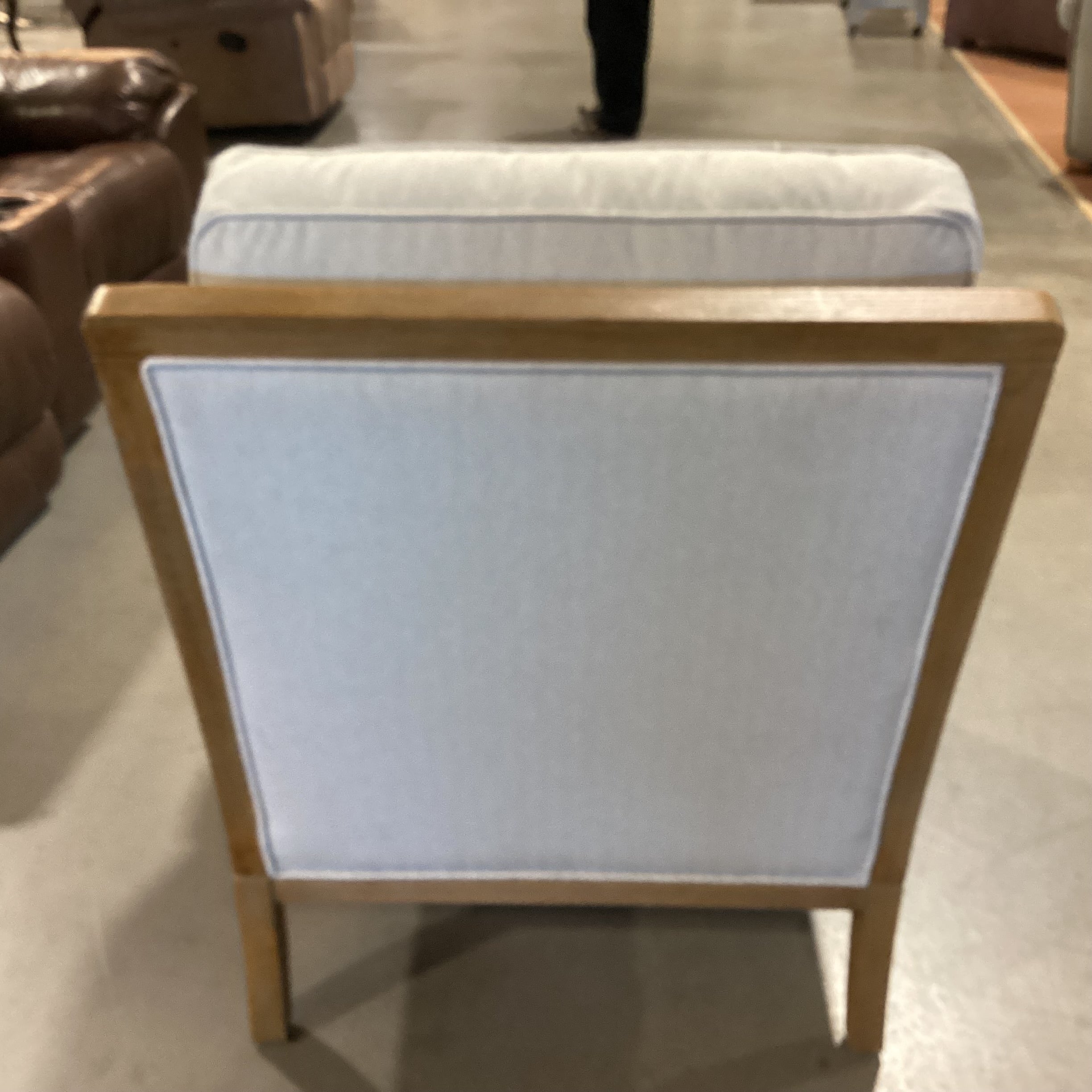 Living Style Furniture Cream Woven & Distressed Wood Chair 30"x 36"x 37"