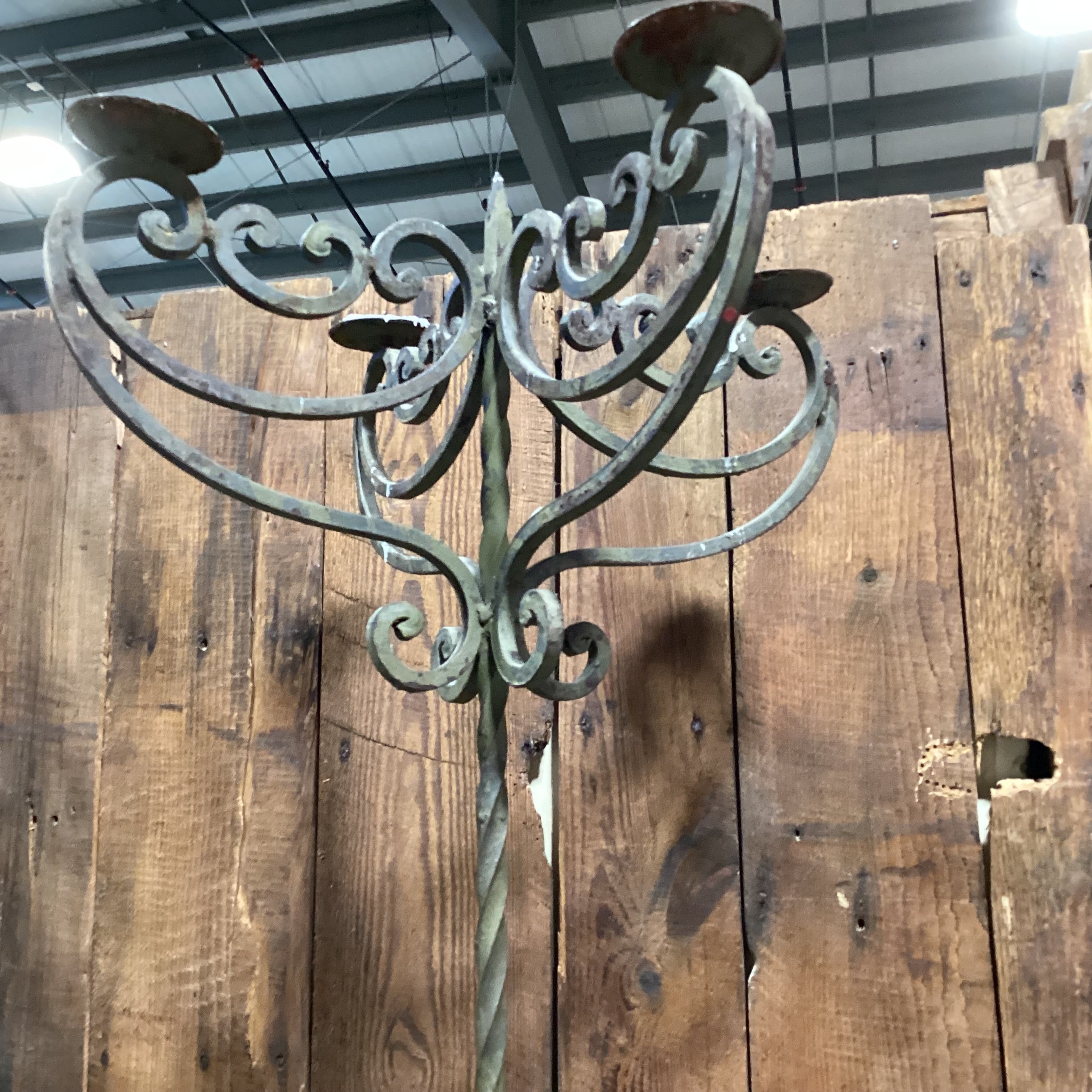 Vintage Ornate Wrought Iron Candelabra 24" Diameter x 73"