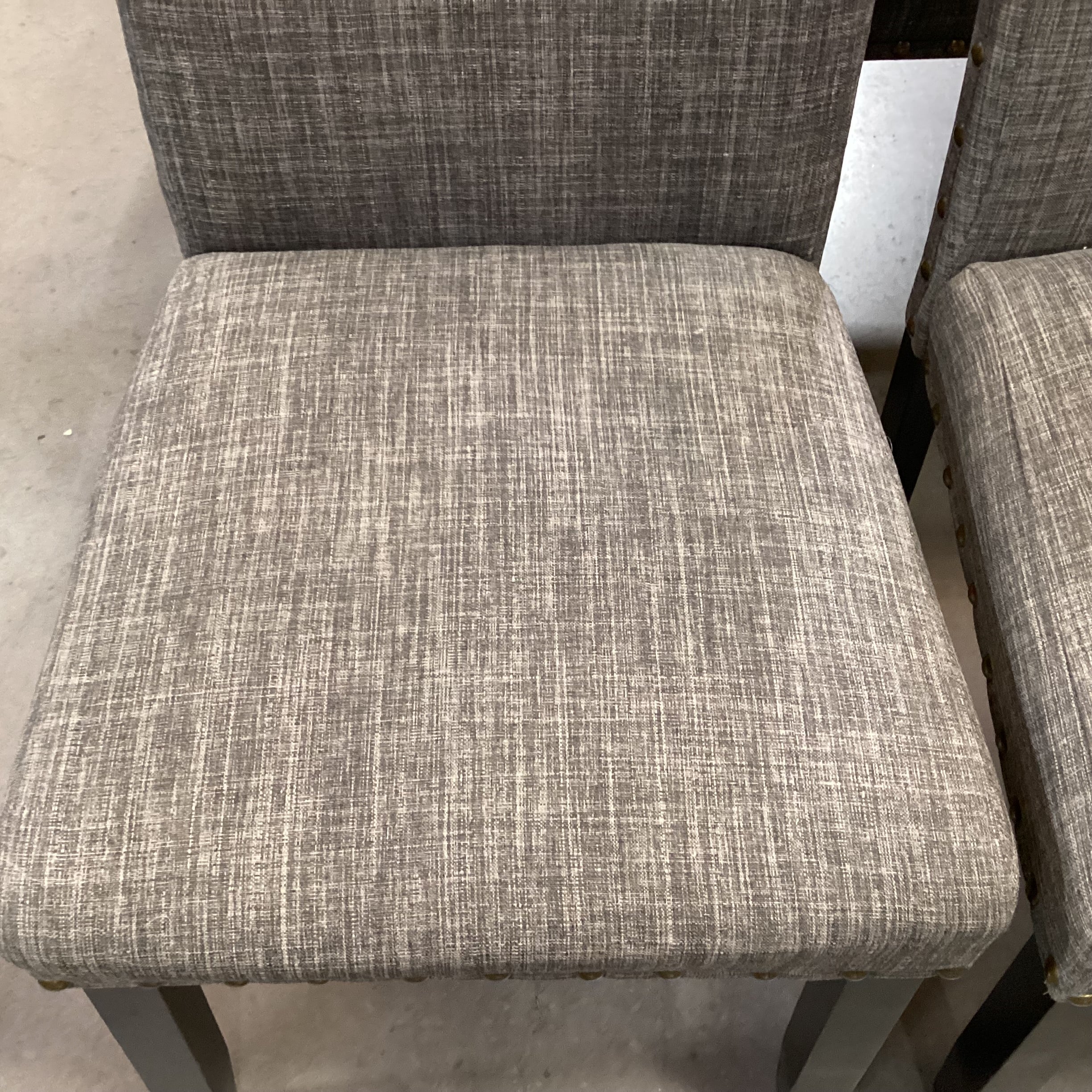 SET of 4 Charcoal Woven Nailhead & Black Wood Legs Dining Chairs 19"x 24"x 38"