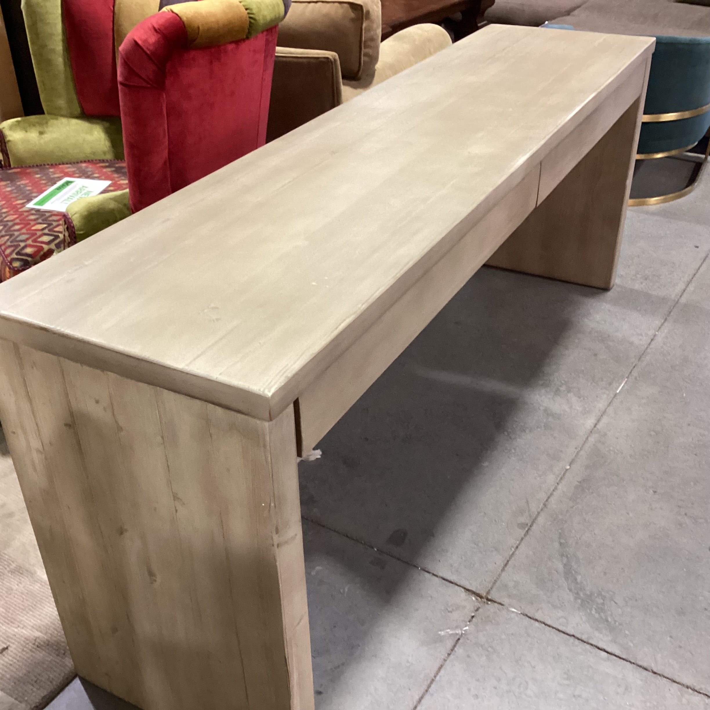Pottery Barn Pismo Kiln Dried Solid Wood with Seadrift Finish 2 Drawer Console 80"x 20"x 31"