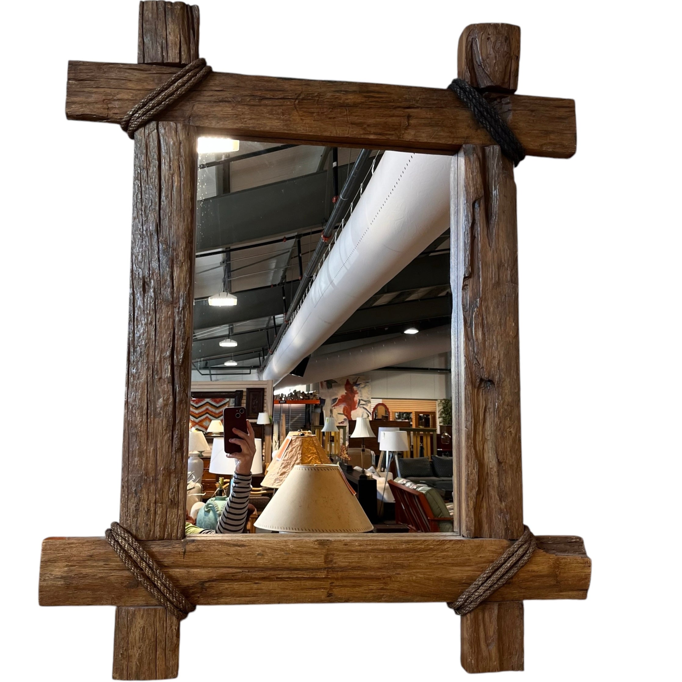 Rustic Lodge Rope Wall Mirror; 31.75"x 39"x 2.5"