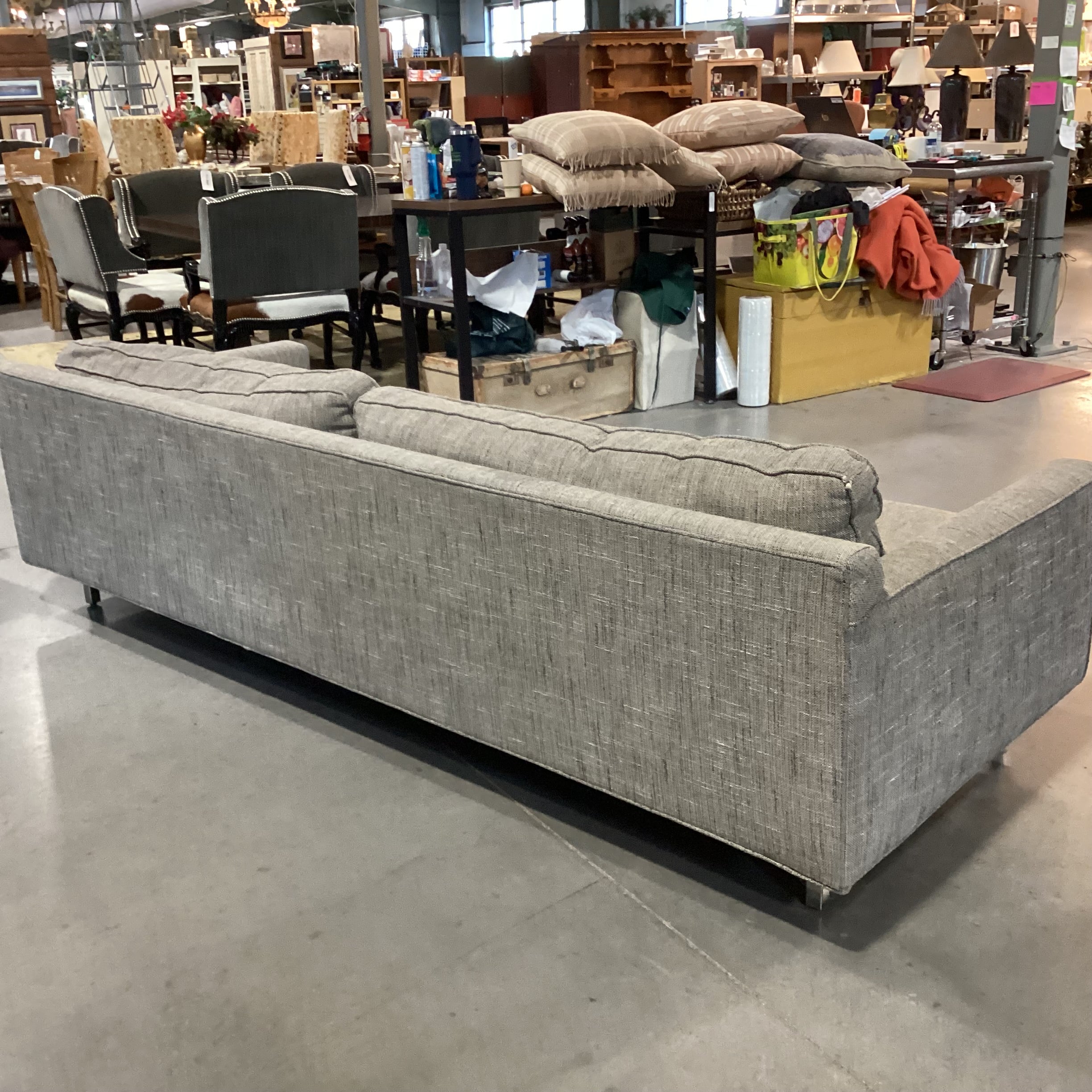 Mitchell Gold & Bob Williams Grey Charcoal Woven Modern Sofa 100"x 39"x 28"