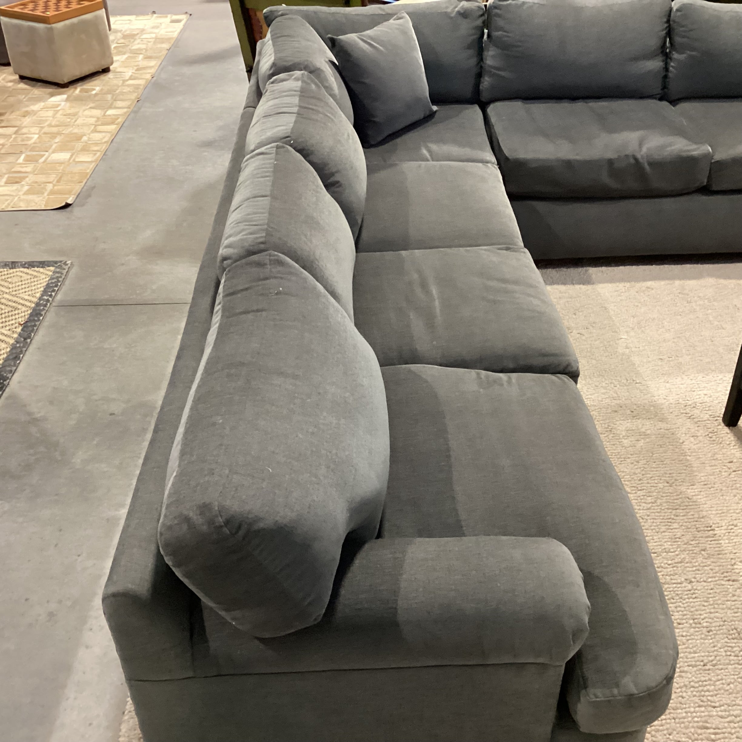 Charcoal Low Profile Down Mix 3 Piece Sectional 96"x 114"x 34"x 26"