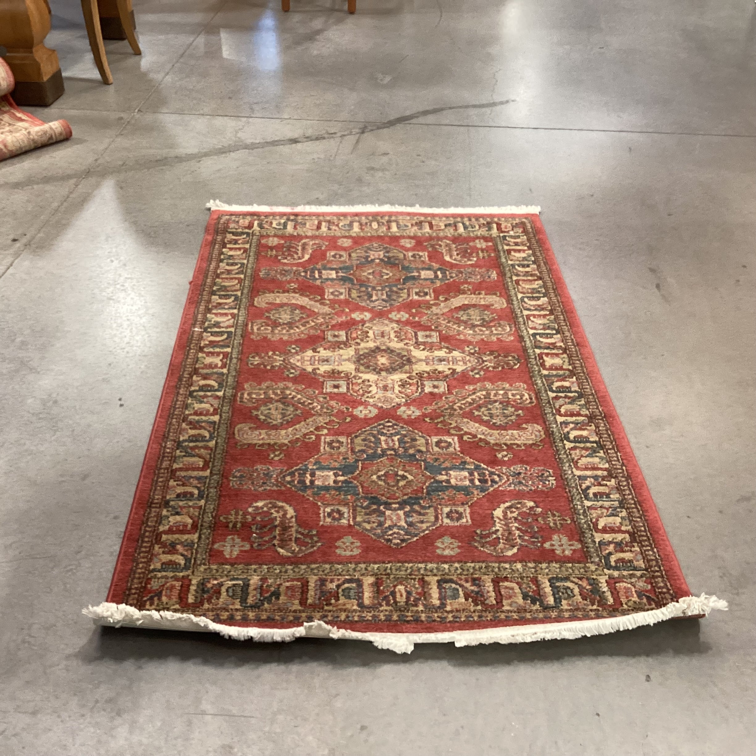 Unique Loom Serapi Collection Red Gold Blue Poly Rug 3'x 5'