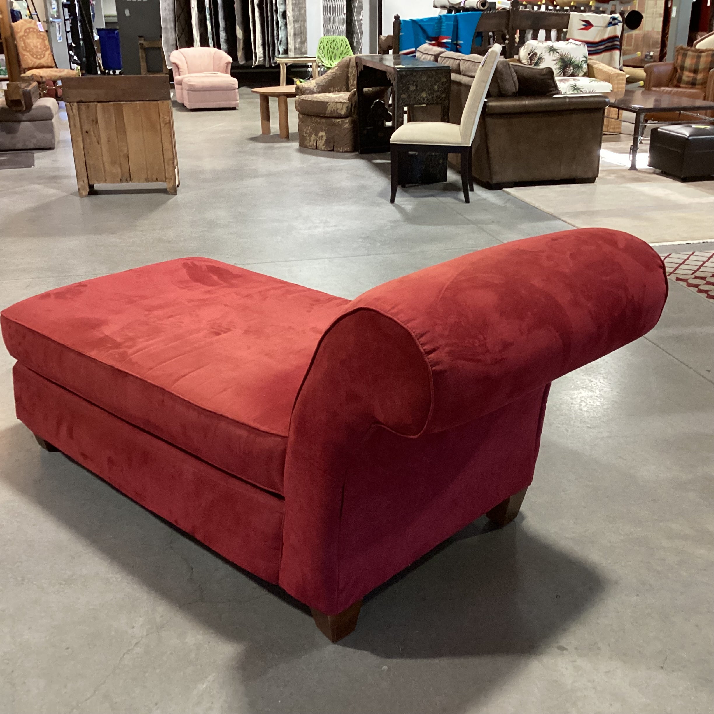 Red Micro Suede Chaise Sofa 70"x 33"x 33"