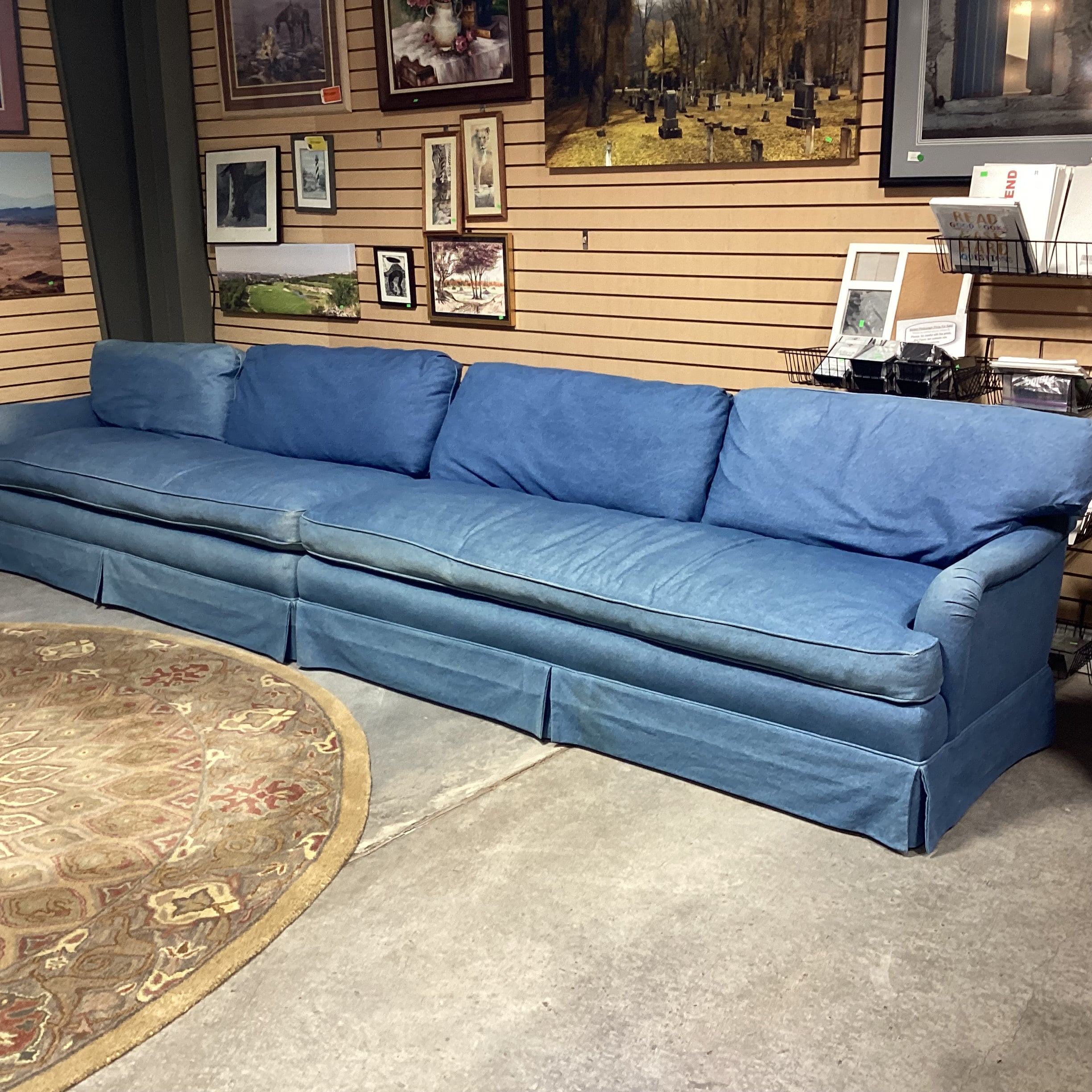 Custom Denim Down Mix 2 Piece Sectional 163"x 36"x 30"