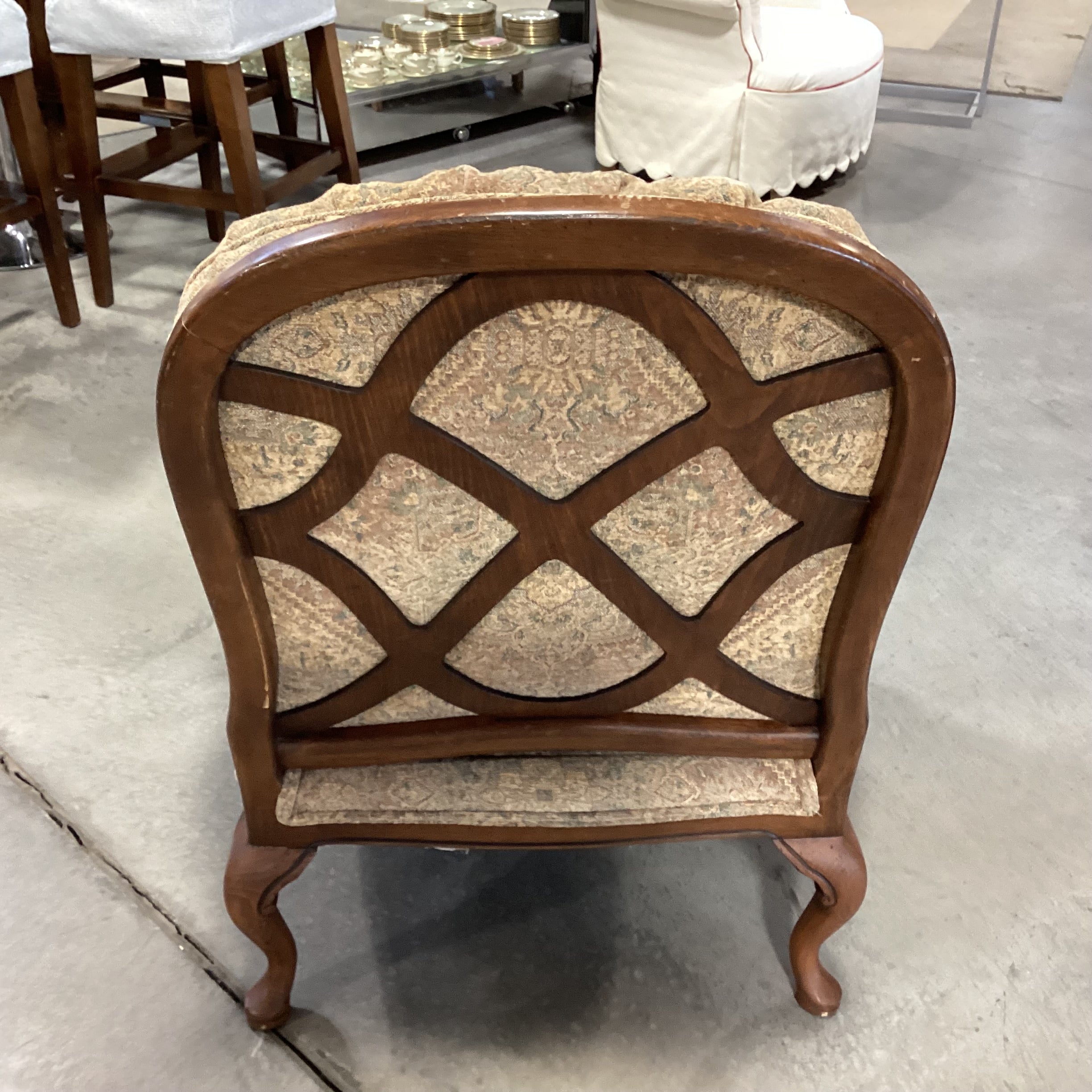 Harden Furniture Carved Wood with Back Detail Gold & Sage Design Chair 35"x 35"x 46"