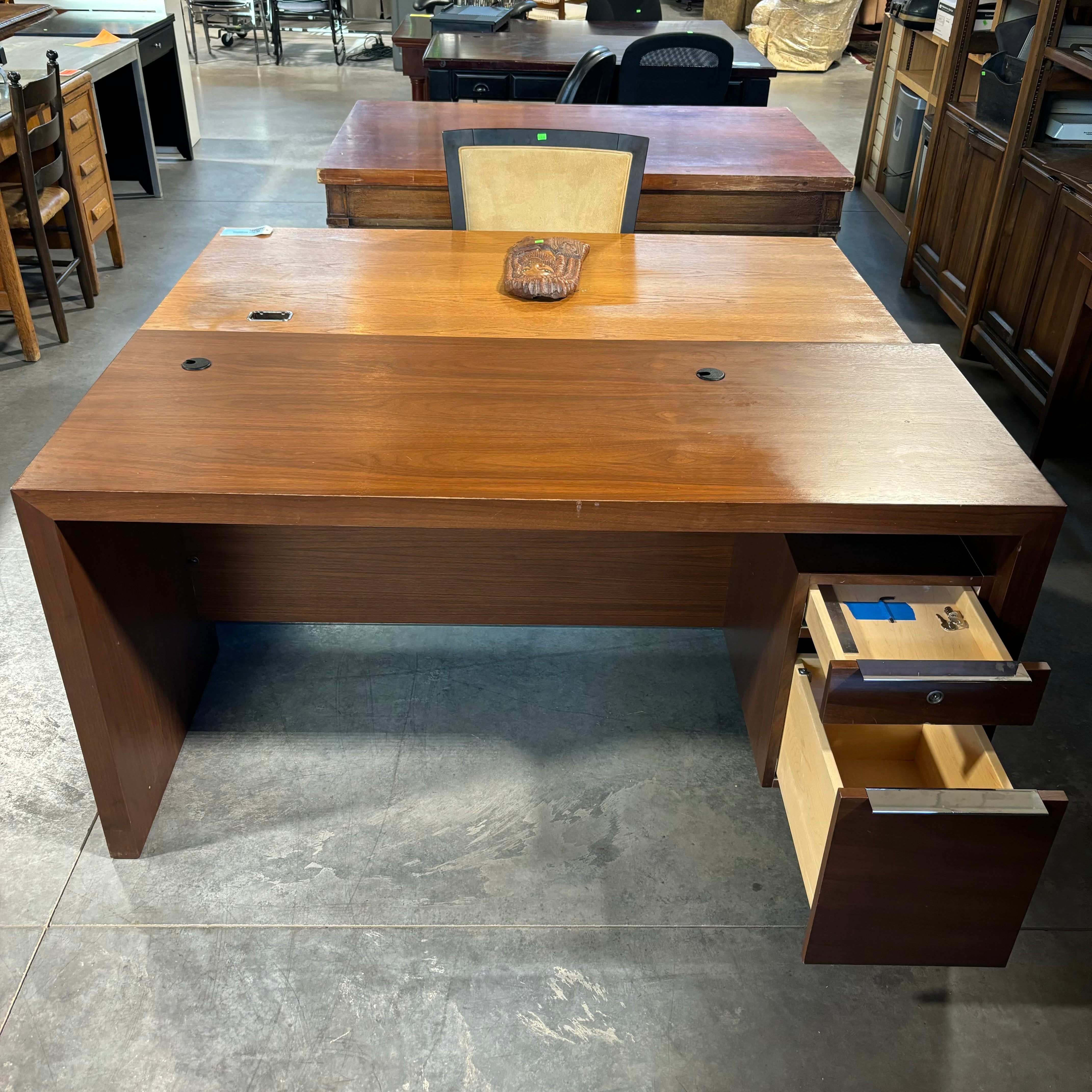 Medium Finish Solid Wood with 2 Soft Close Drawers Desk 60"x 24"x 30"