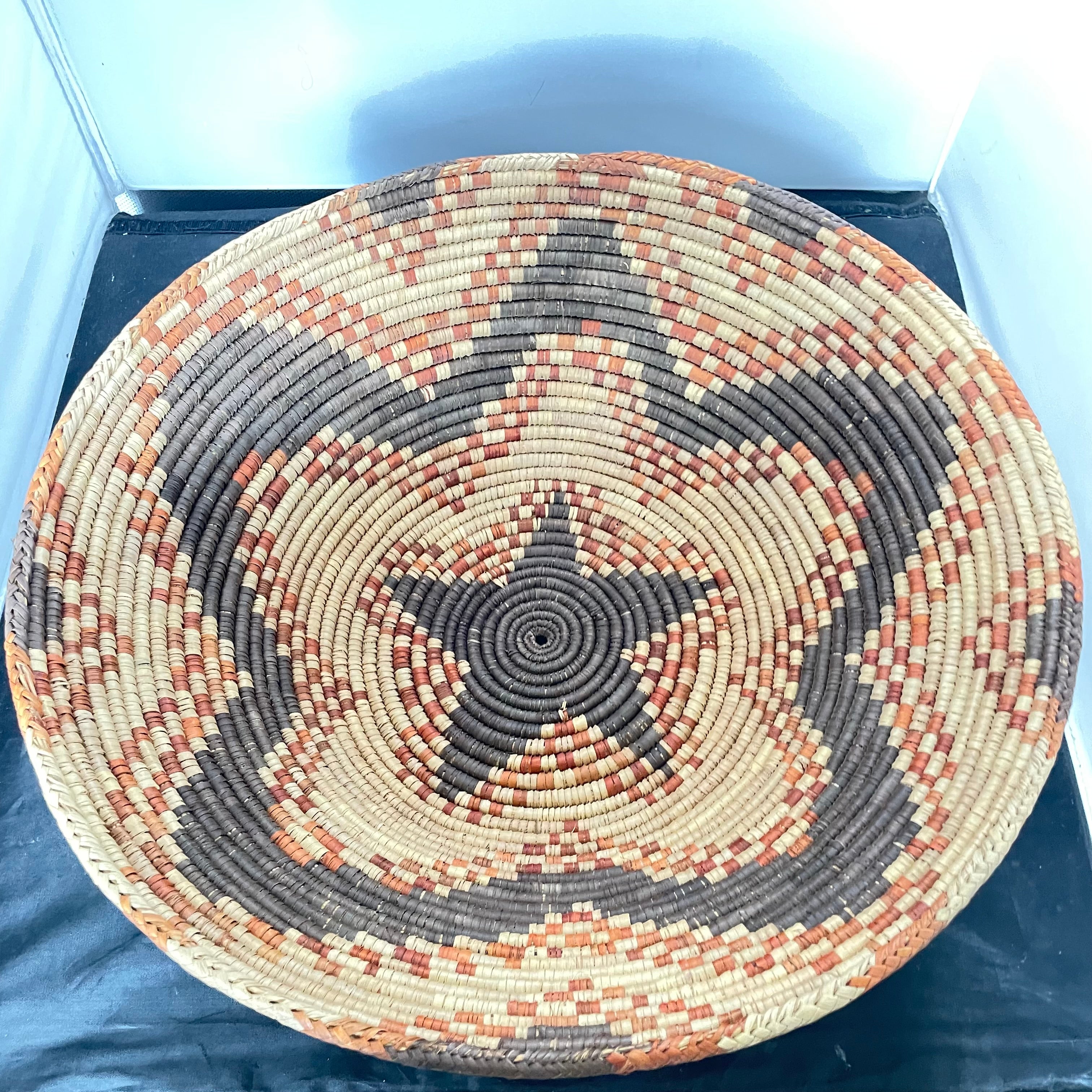 Vintage Native American Hand Woven Wedding Basket with Star Design. 18.5"x 6"