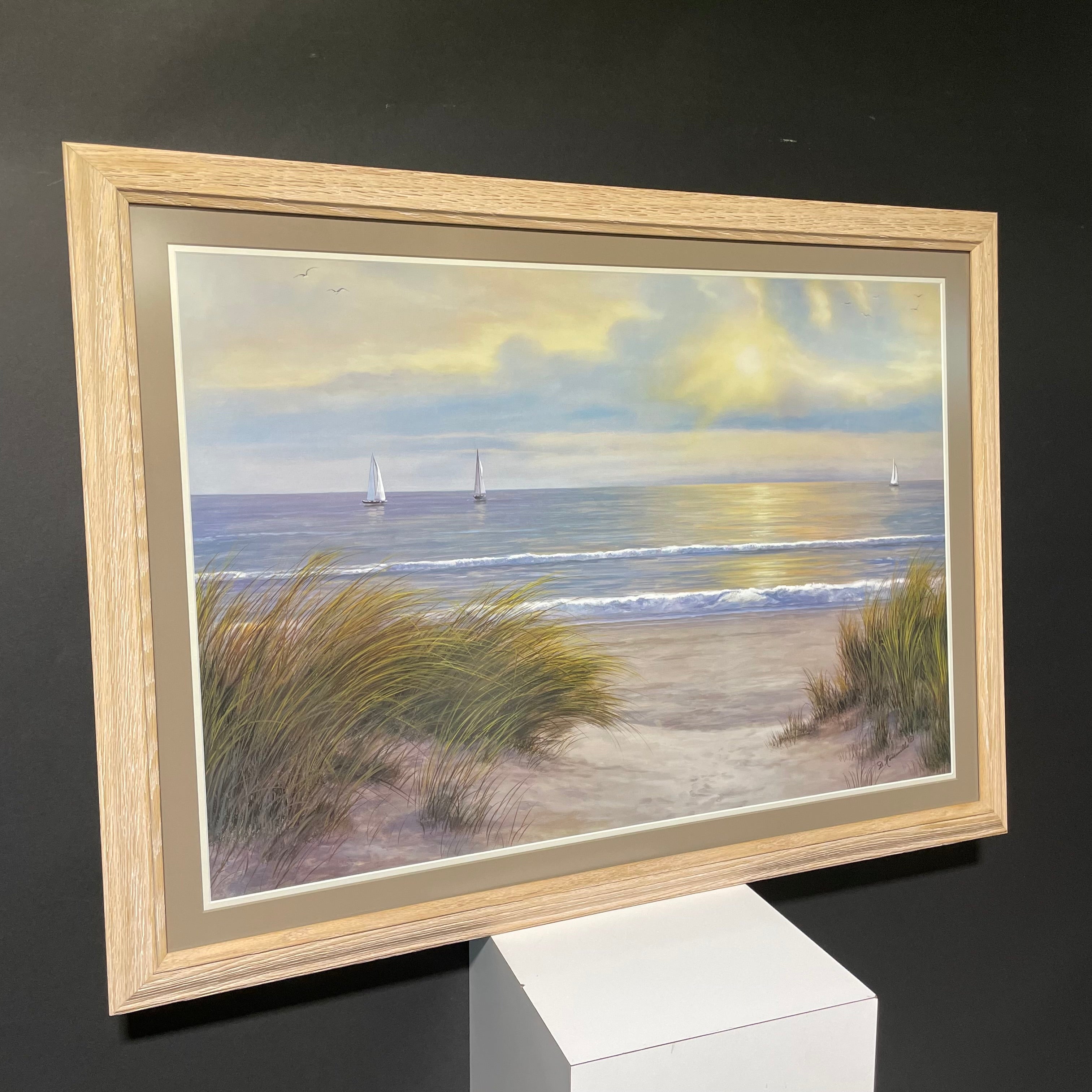 Diane Romanello "Gentle Breeze" Art Print In Light Wood Frame 41 1/2" x 30 1/2"