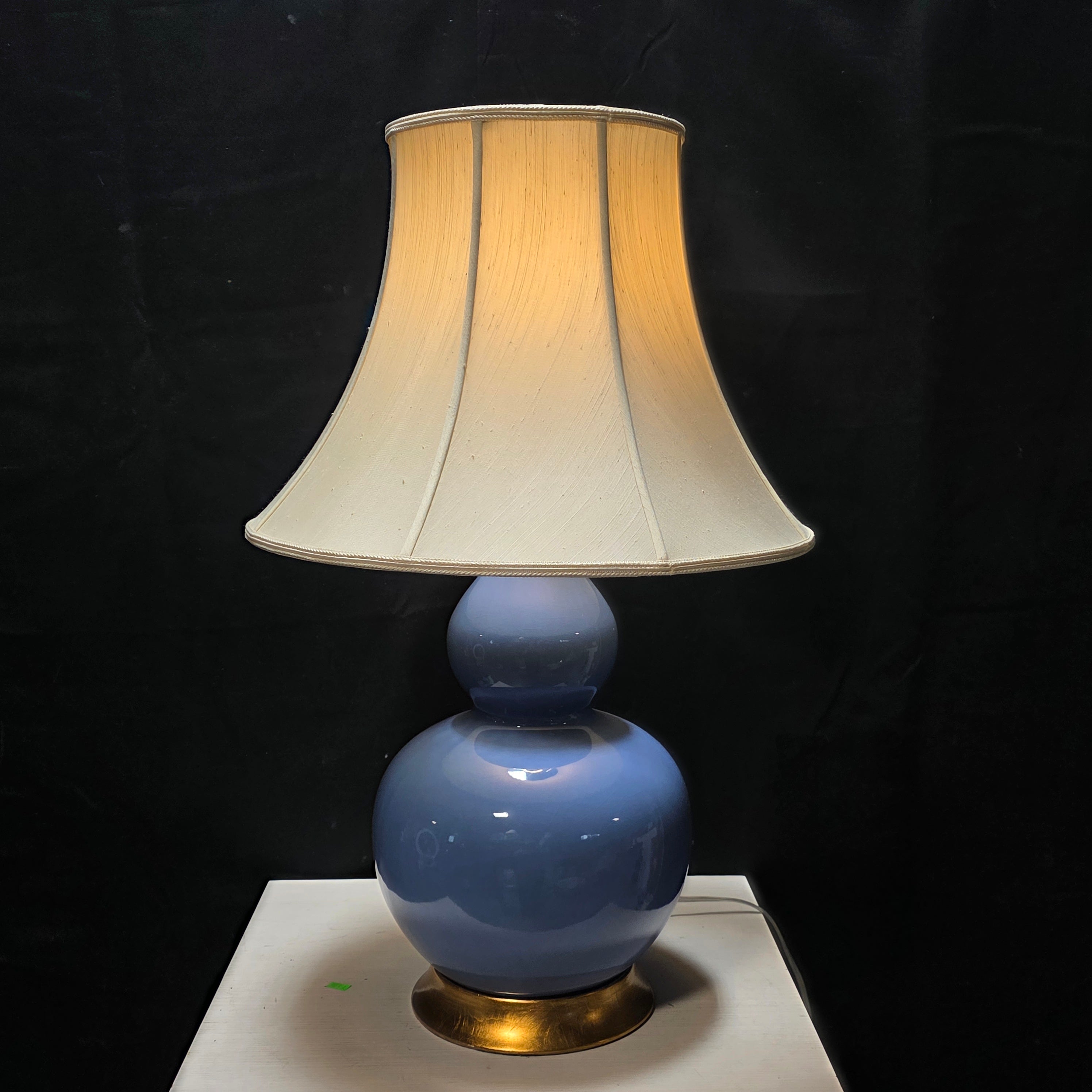 Neiman Marcus "Old World Design" Crackled Glass Blue Table Lamp 18"Dx29"