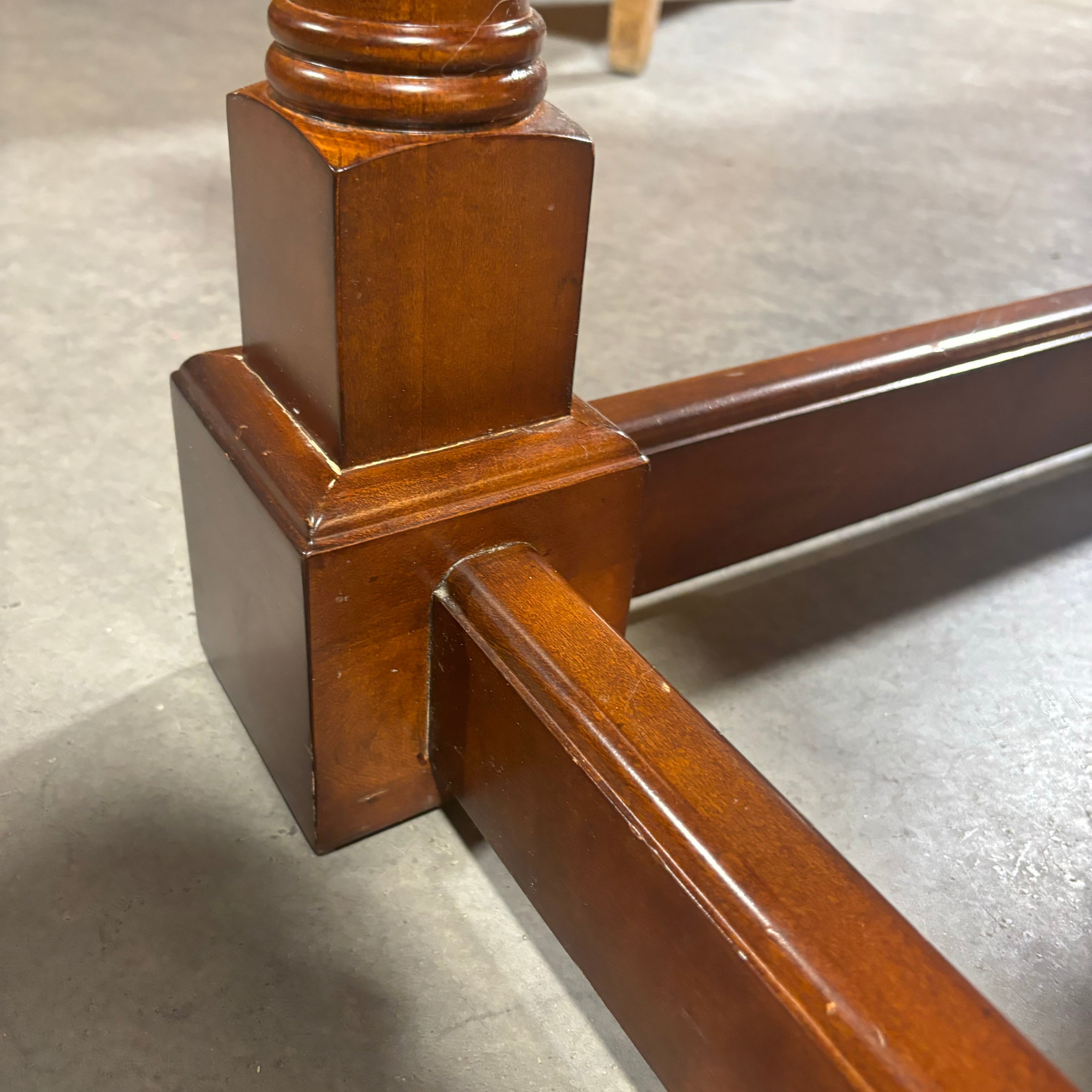 Ornate Carved Dark Finish Wood 3 Drawer with Trestle Desk 66"x 32"x 30"