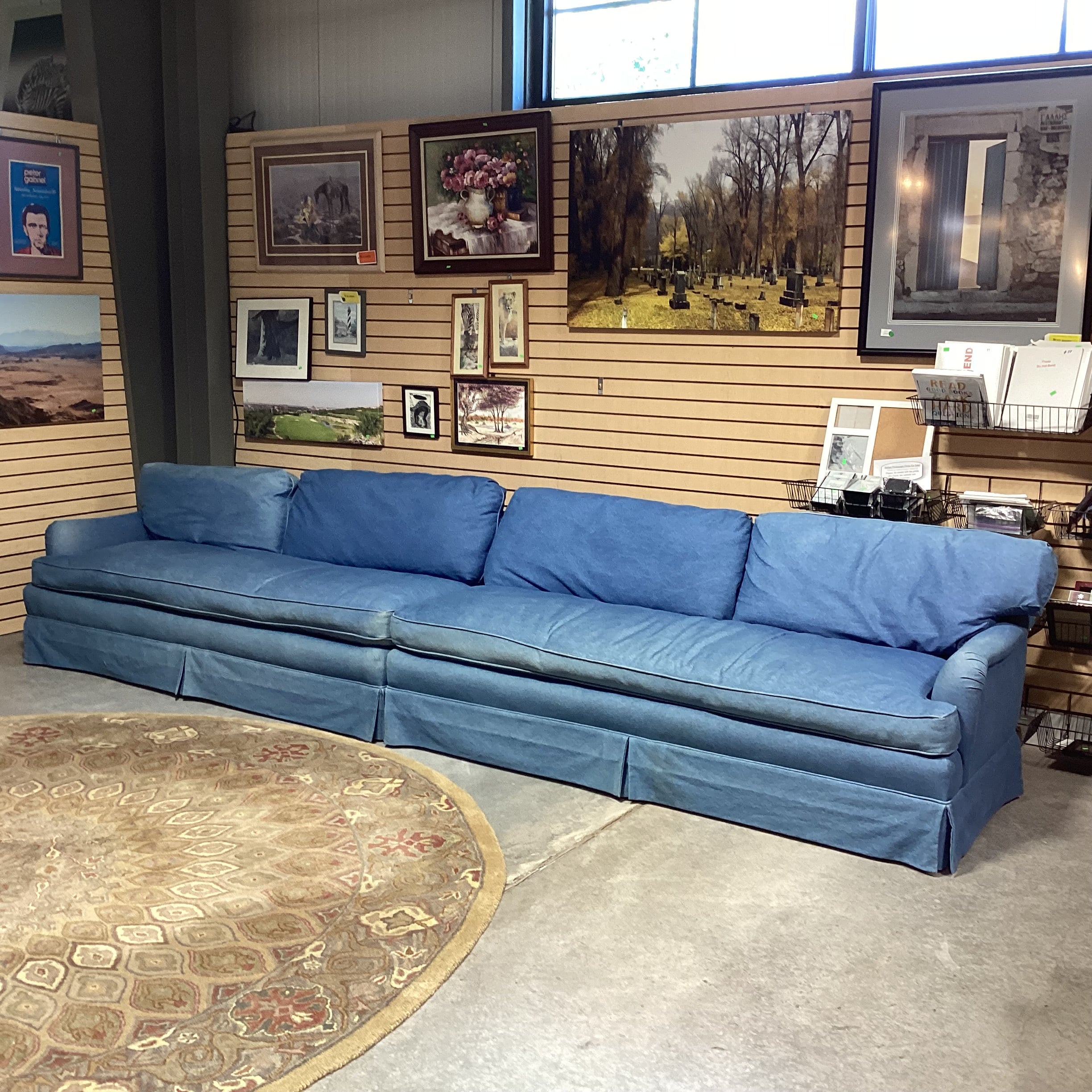 Custom Denim Down Mix 2 Piece Sectional 163"x 36"x 30"