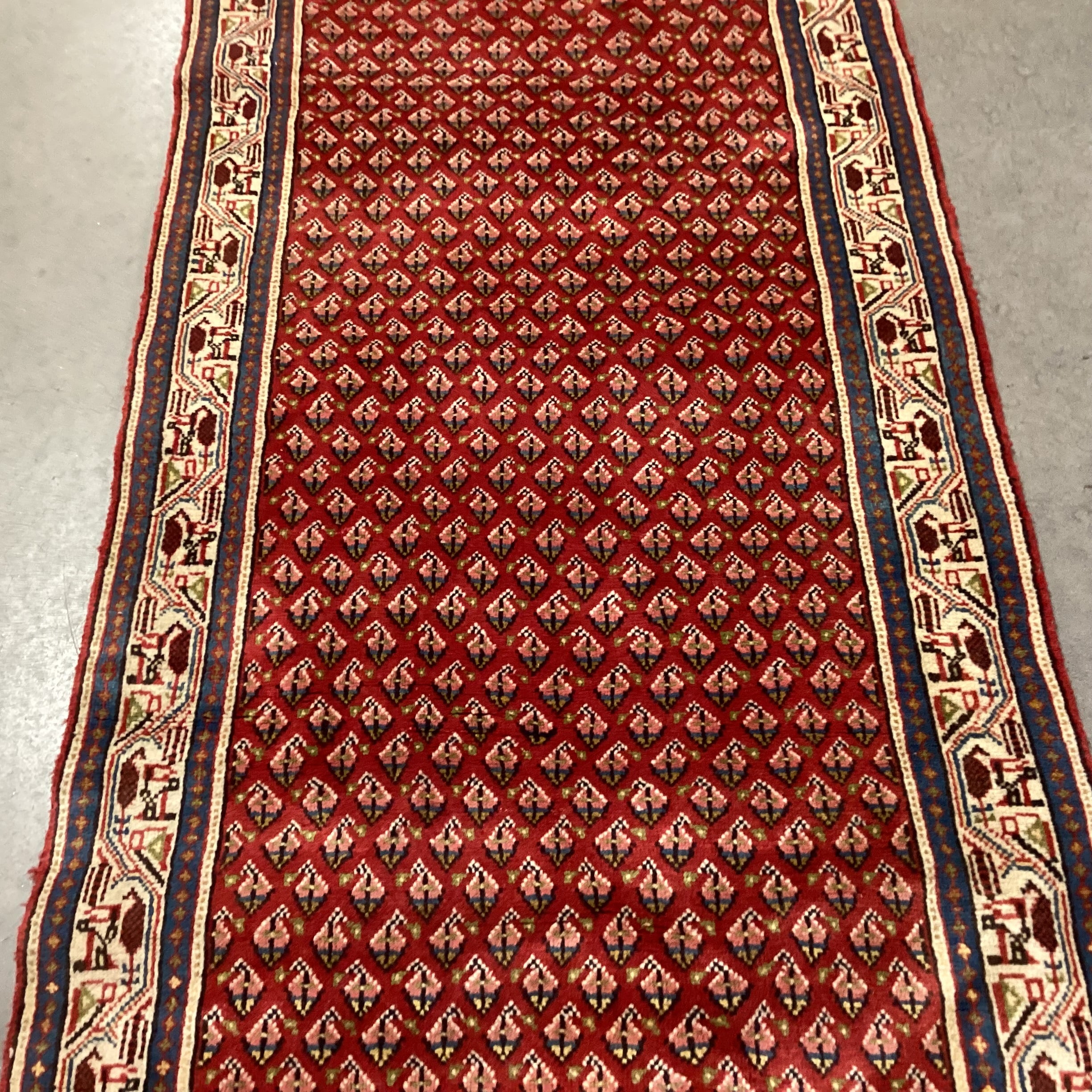 Markazi Botemir Authentic Persian Red Woven Wool Runner Rug 2'10"x 16'7"