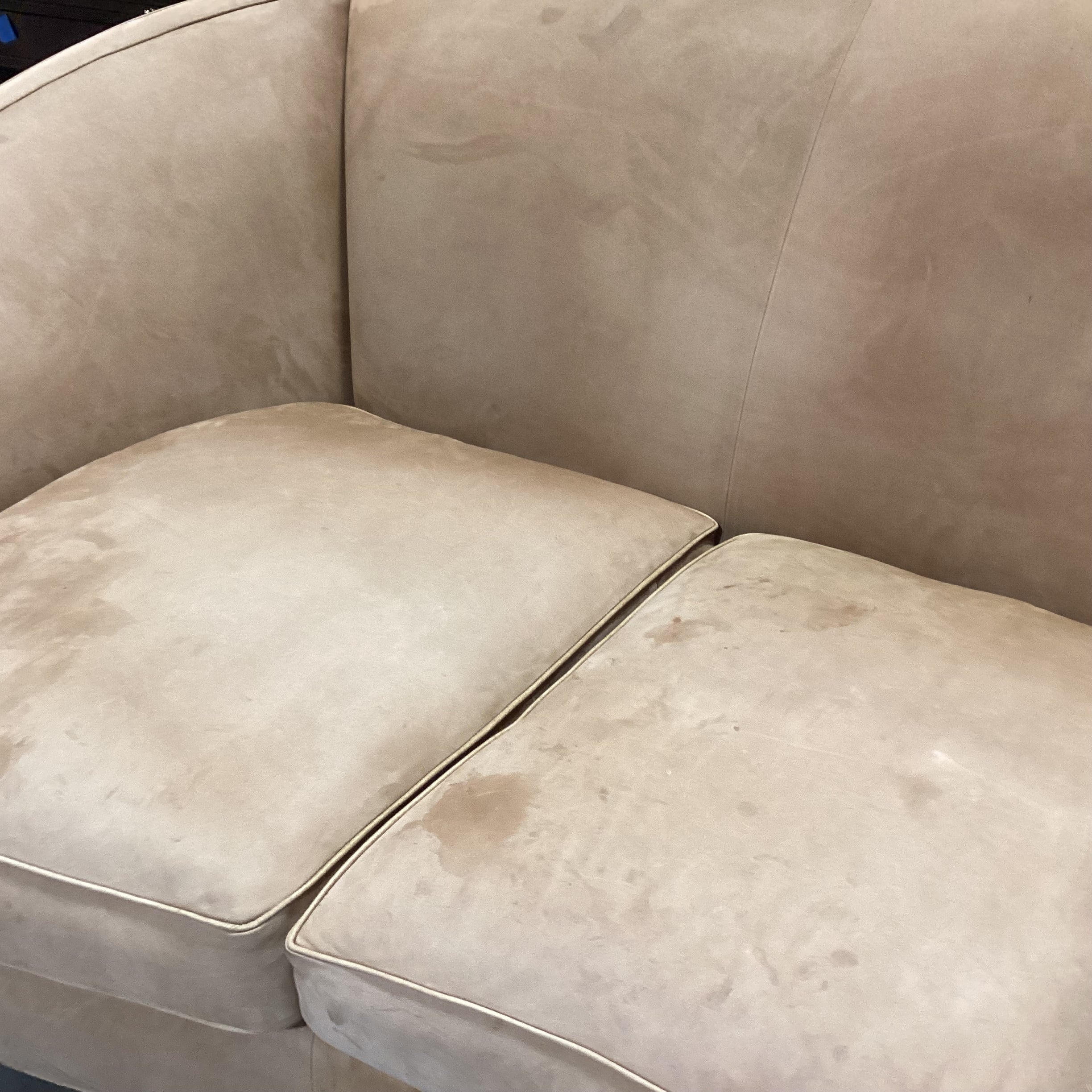 Custom Curved Suede & Down Mix Sofa  72"x 16"x 30"