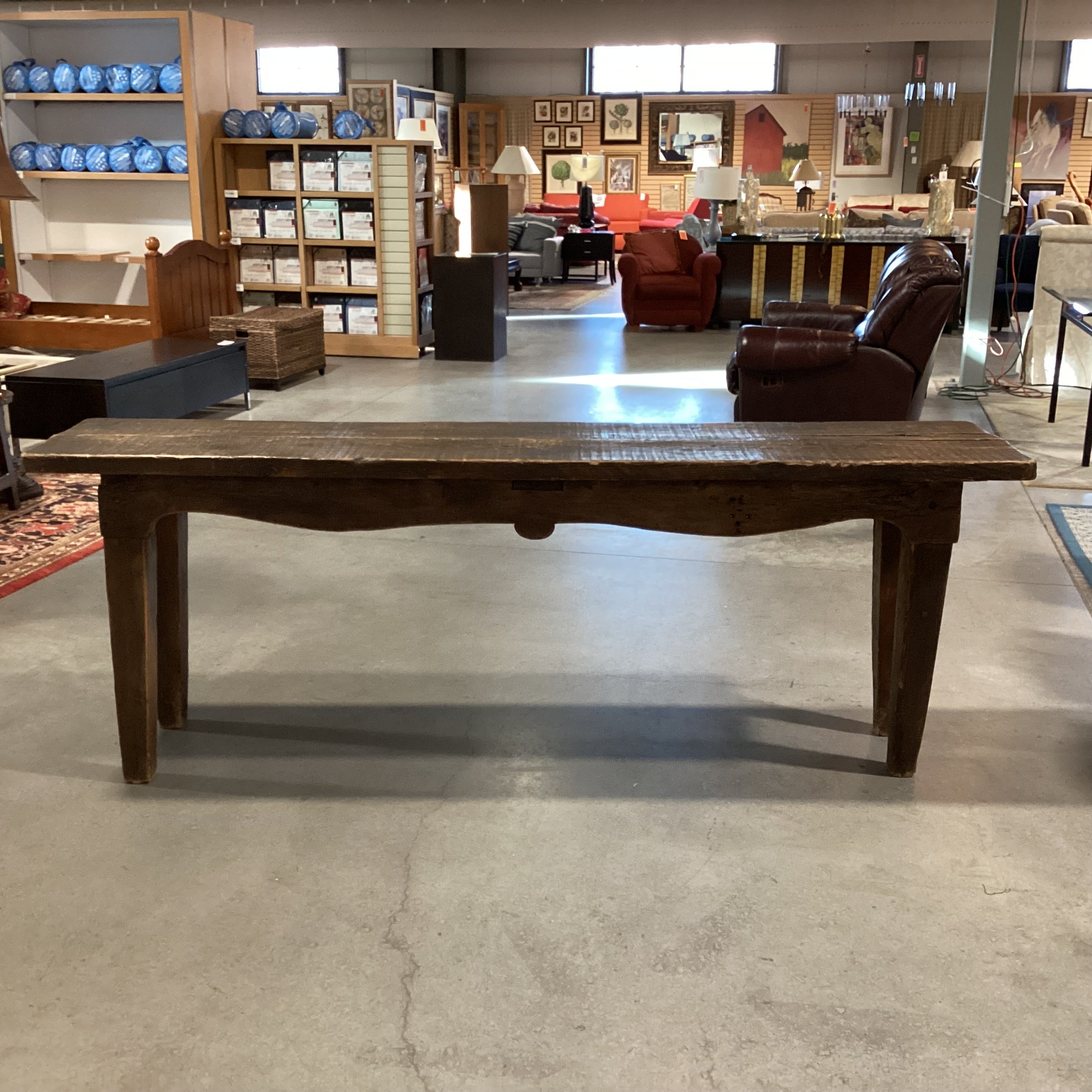 Antique Rustic Reclaimed Wood Console Sofa Table 89"x 20"x 32"