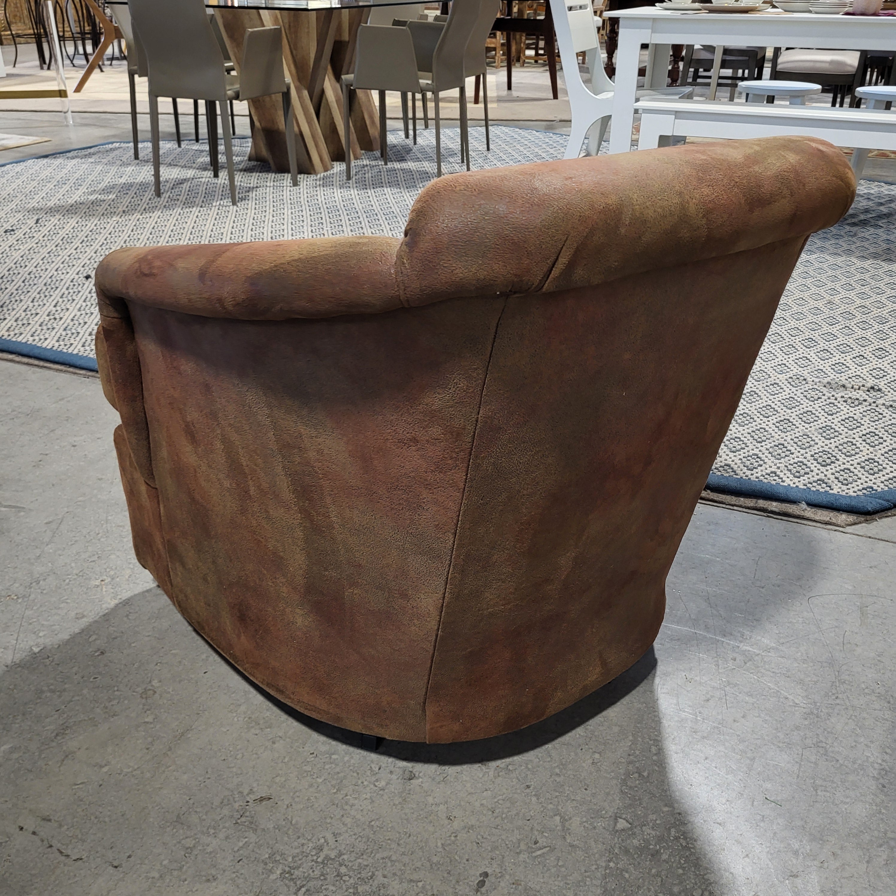 Best Chairs Inc Brown Suede Swivel Chair 30.5"x 32"x 30"