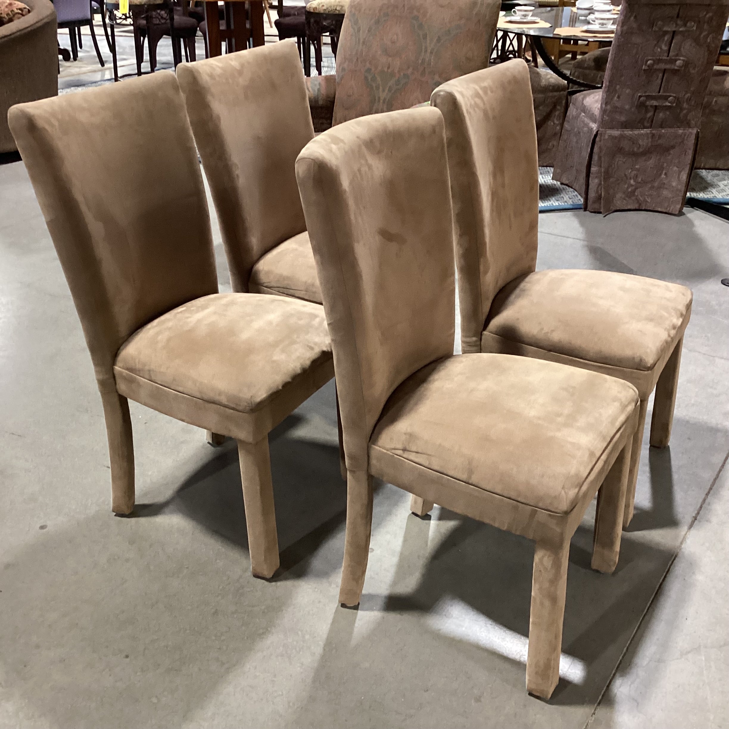 SET of 4 Light Brown Ultra Suede Dining Chairs 19"x 18"x 38"