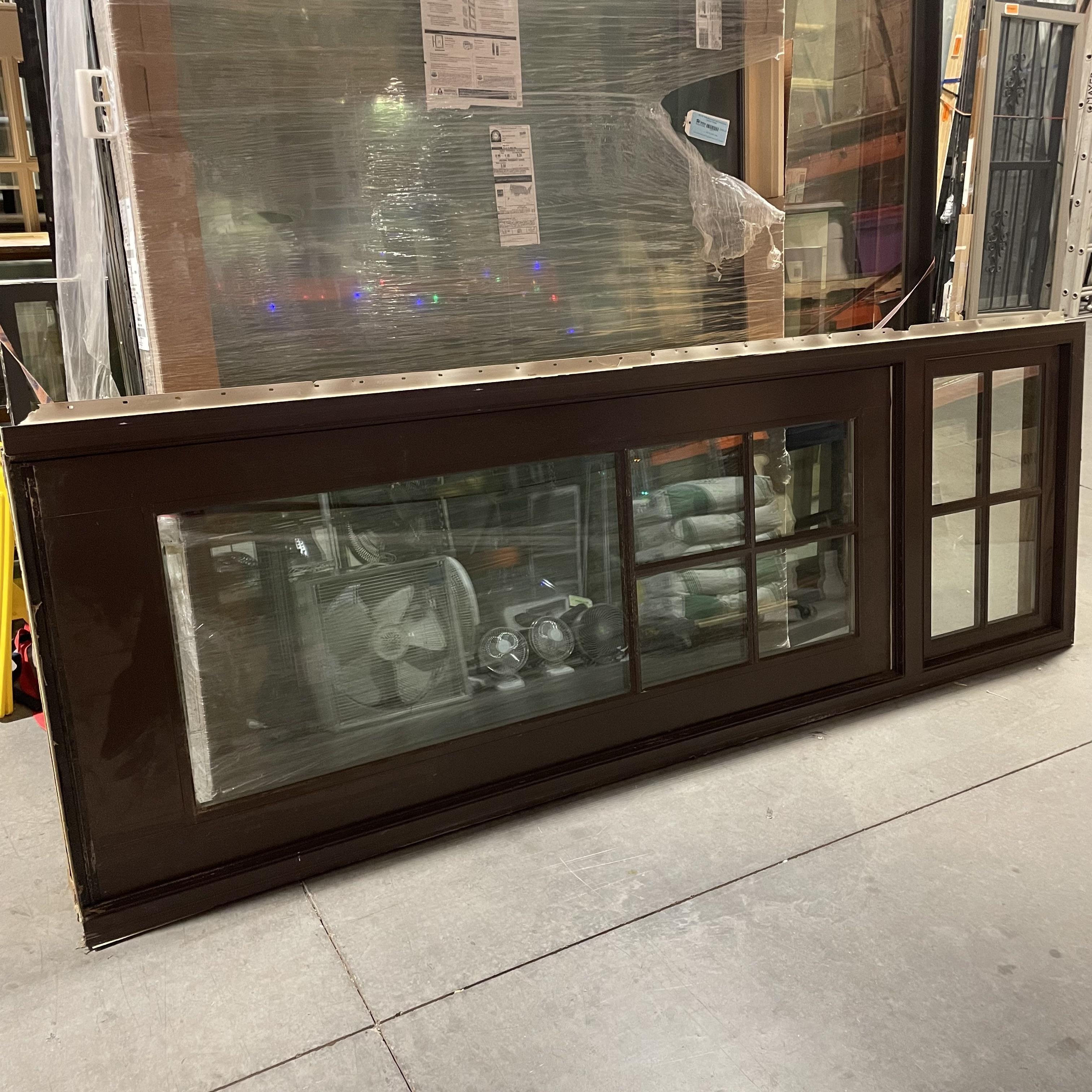 34"x 107.25"x 4.5" Brown Composite 2 Fixed Panel Exterior Window