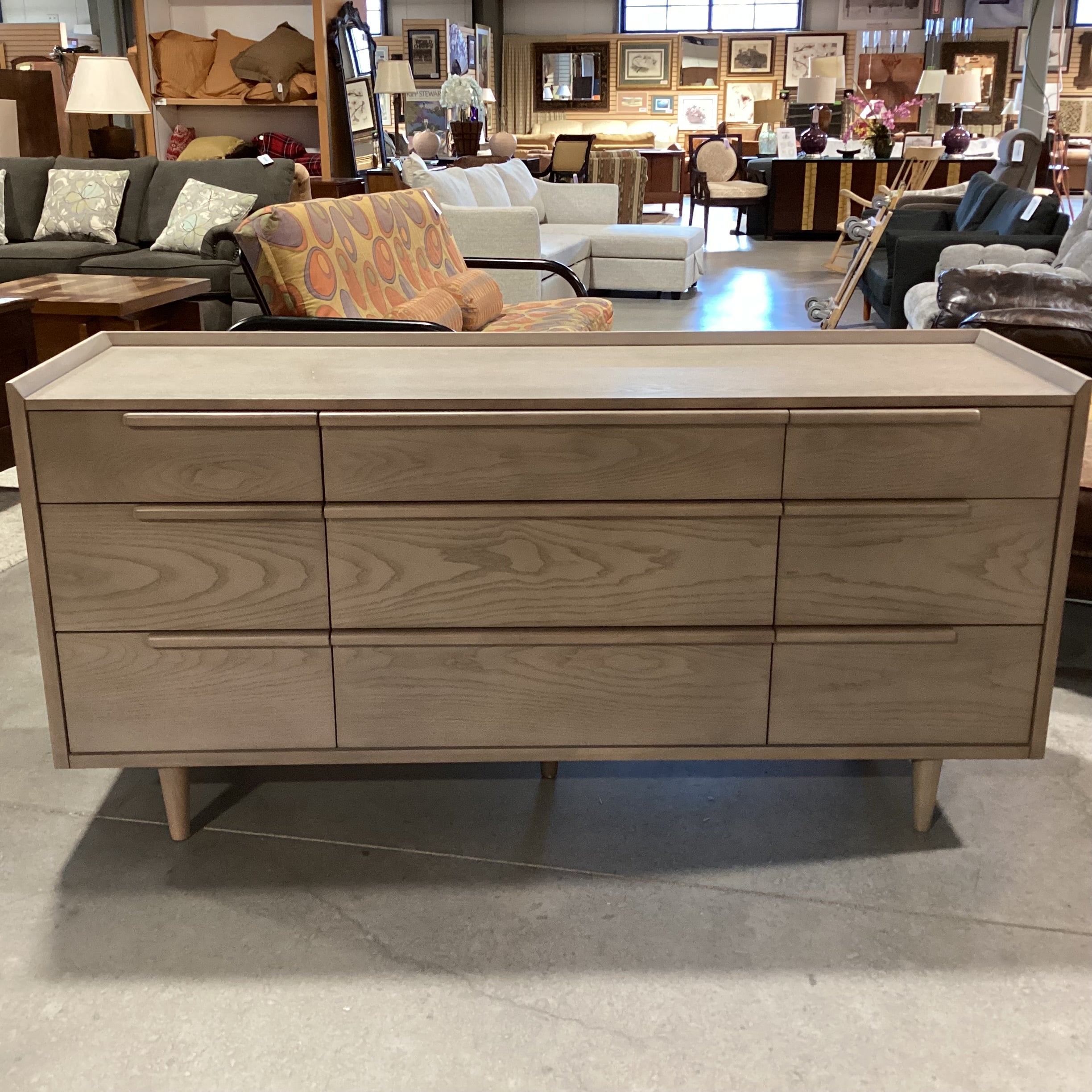 Crate & Barrel Tate Stone Grey Oak 9 Drawer Dresser 68"x 20.5"x 33"