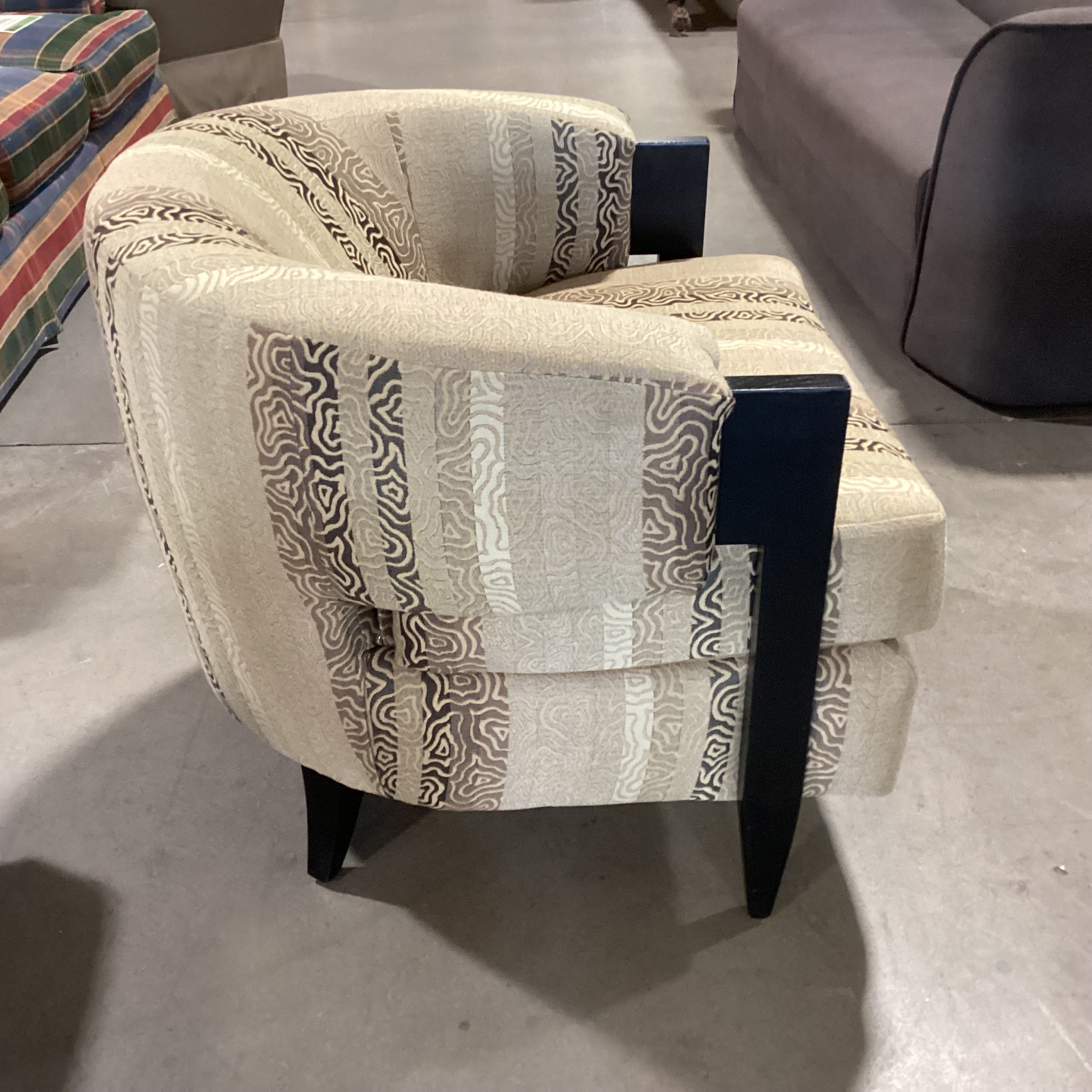 Interlude Home Kelsey Gold & Browns Design & Dark Finish Wood Modern Curve Back Chair 37"x 35"x 31"