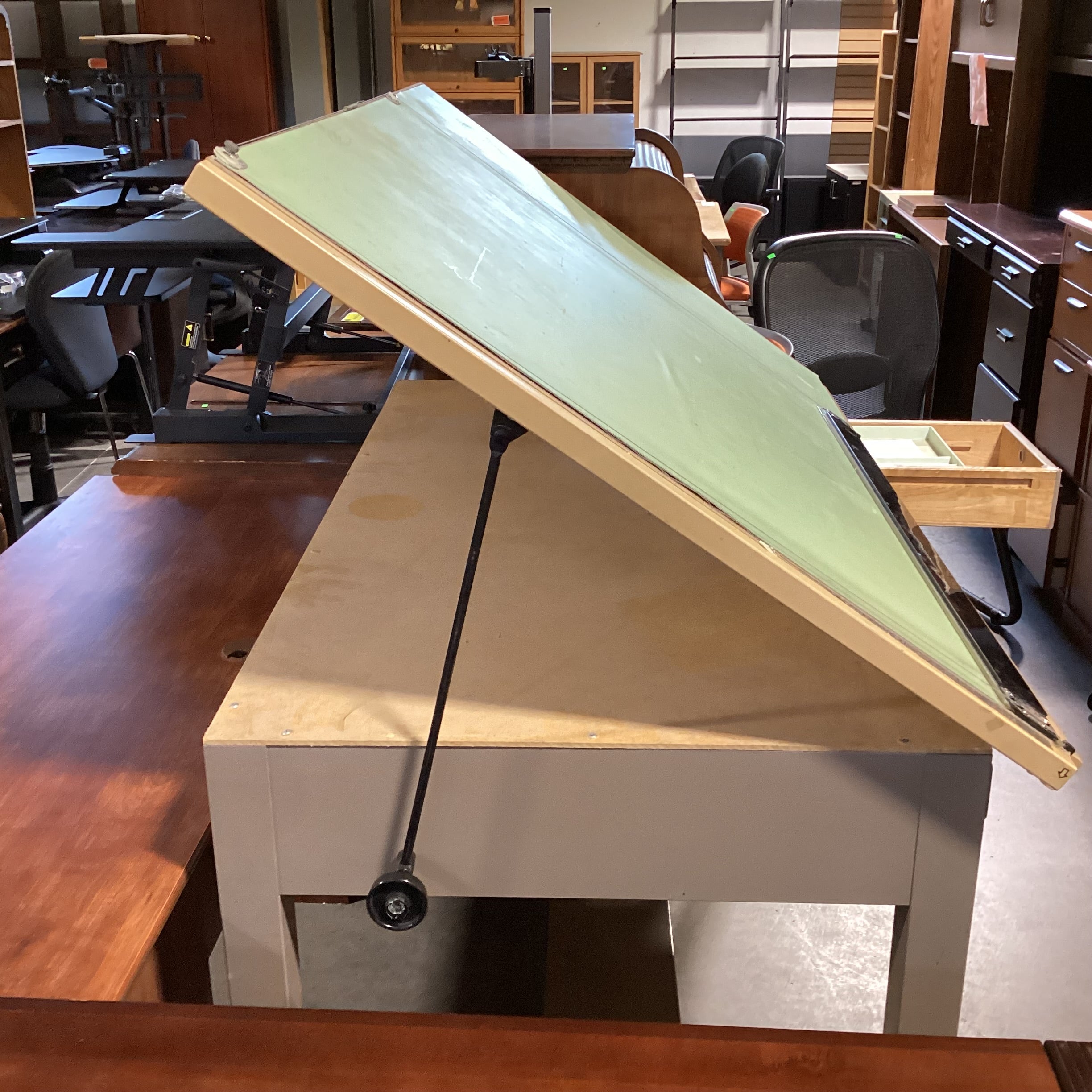 Wood & Metal Drafting Desk 60"x 38.5"x 36" to 58"