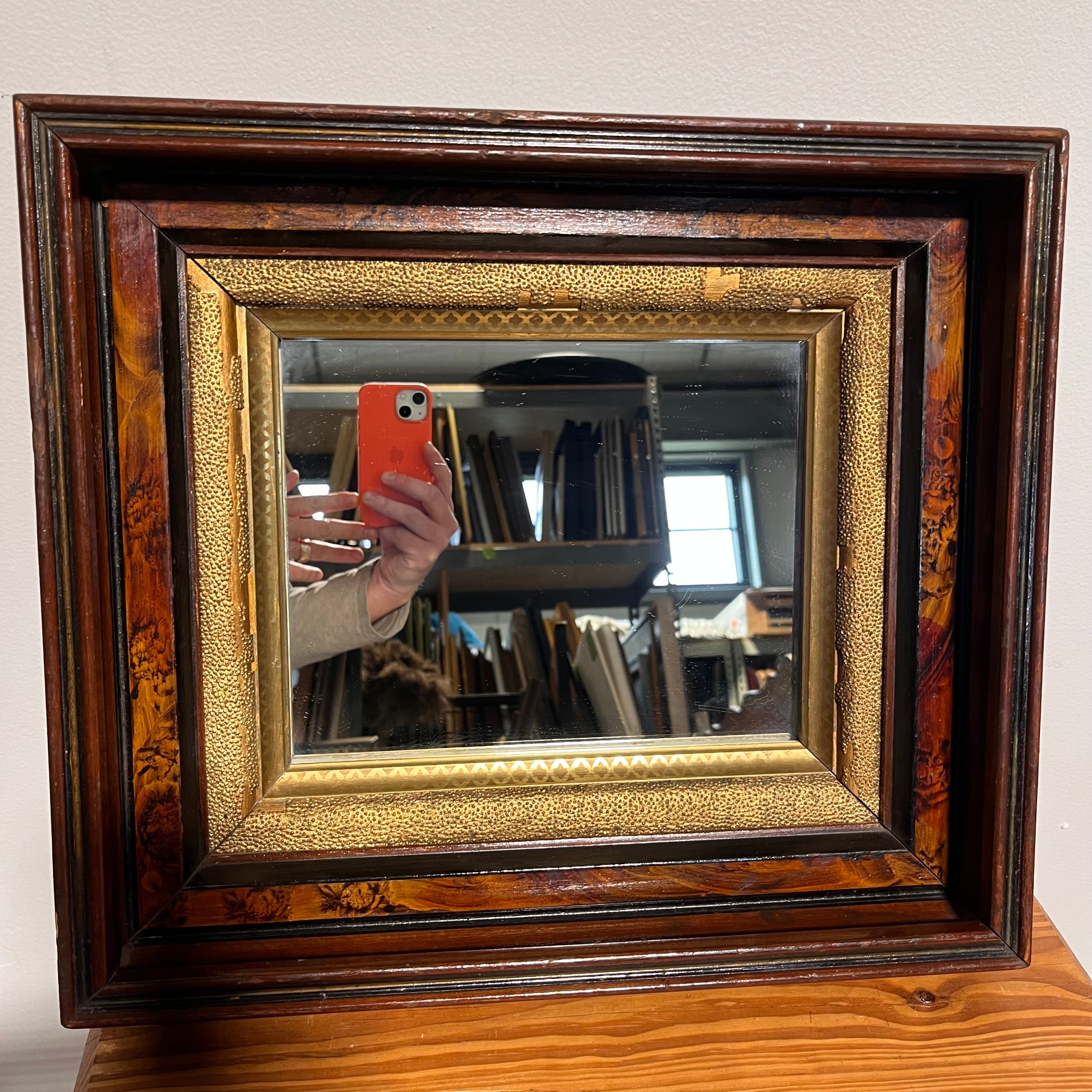 Vintage Gilt and Wood Mirror 16.25"x 15"x 2.5"
