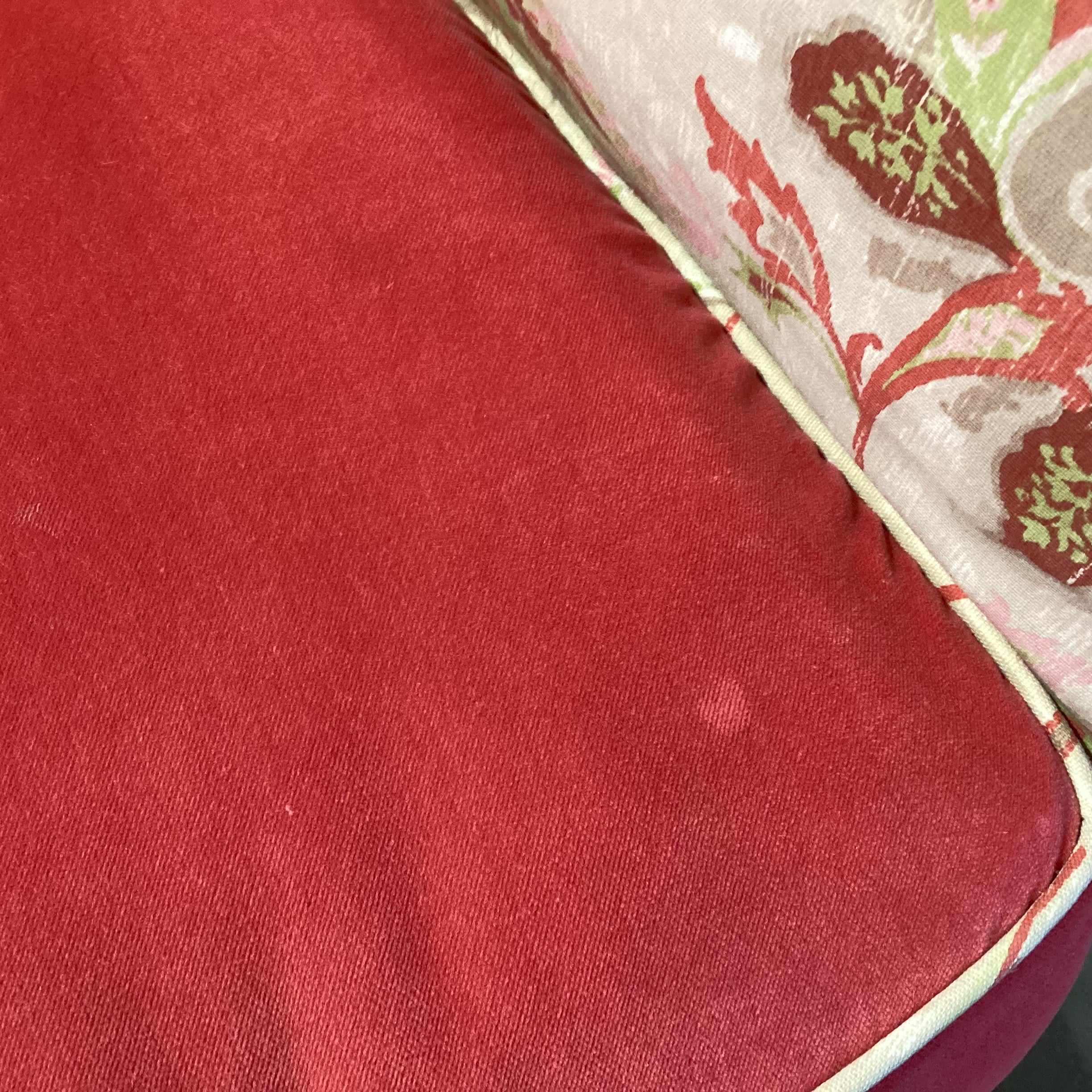 Salmon Pink Velvet with Linen Paisley Slipcover Down Mix Swivel Chair 32"x 39"x 33"