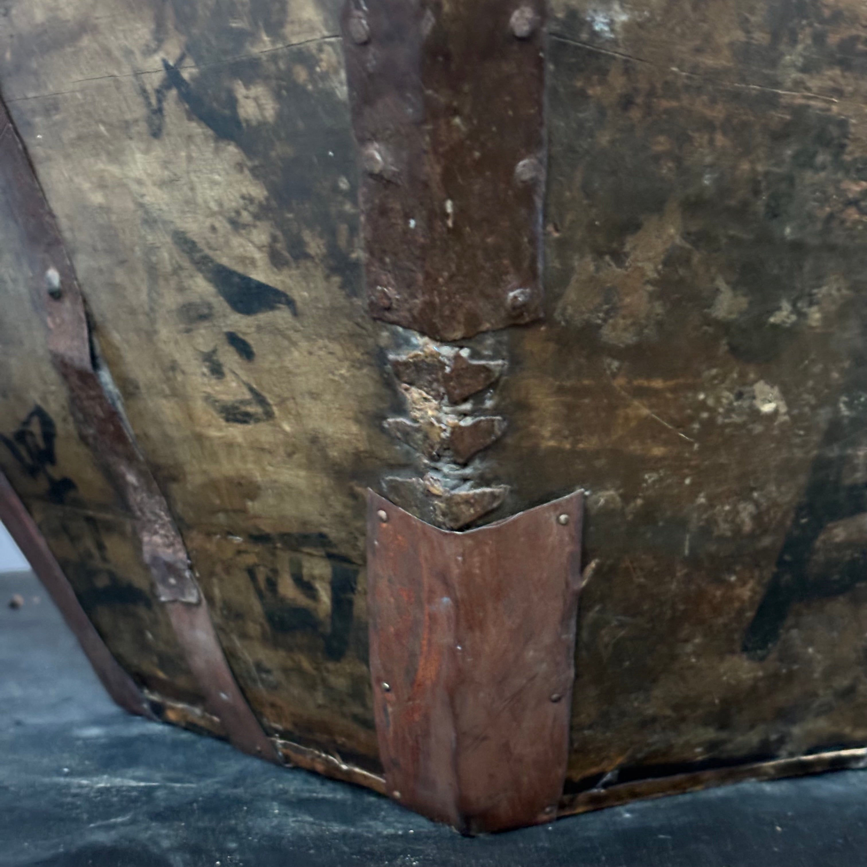 Antique Chinese Wooden Rice Bucket  or "Dou", 16" x 15" x 10.5"