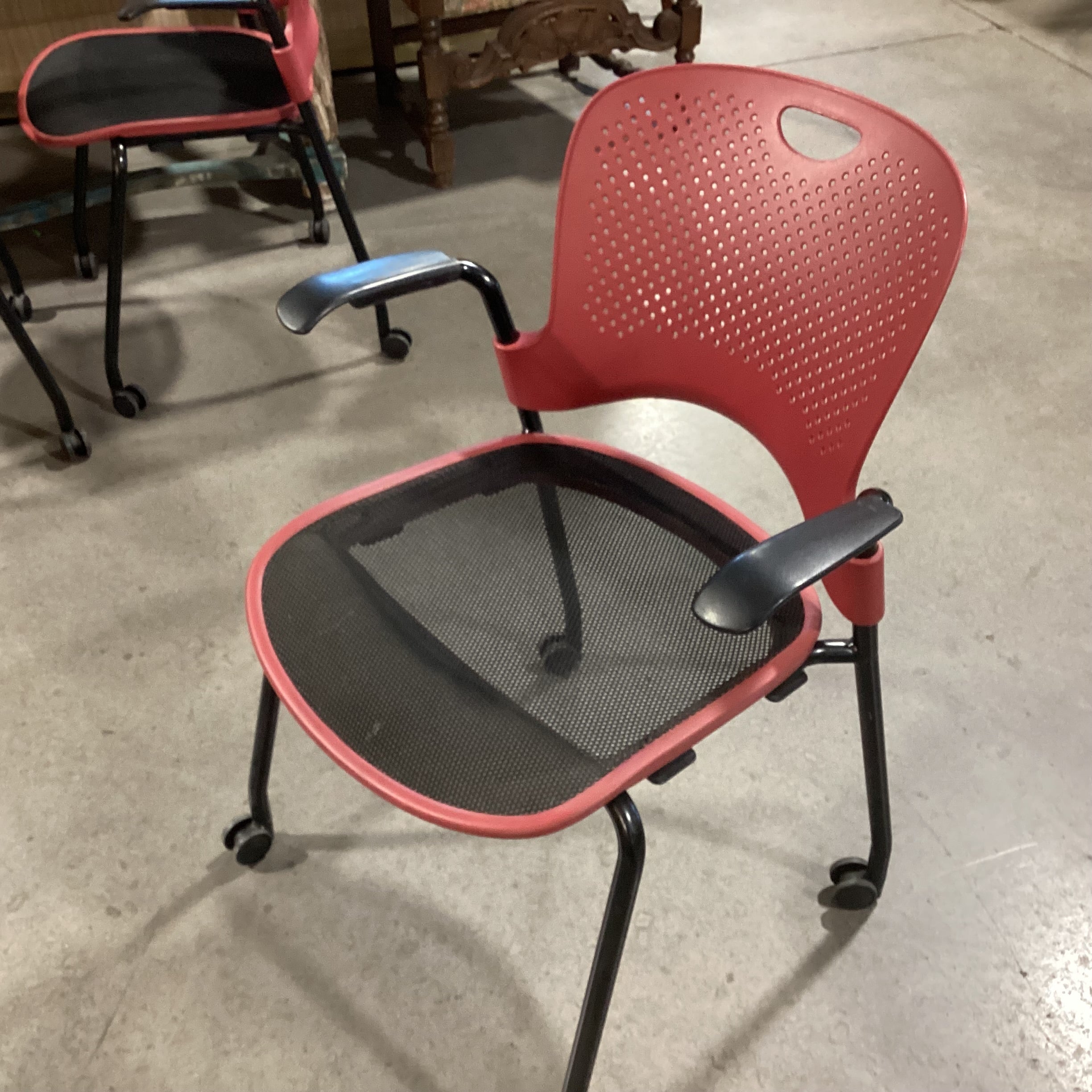Herman Miller Raspberry & Black Mesh on Casters Office Chair 24"x 23"x 32"