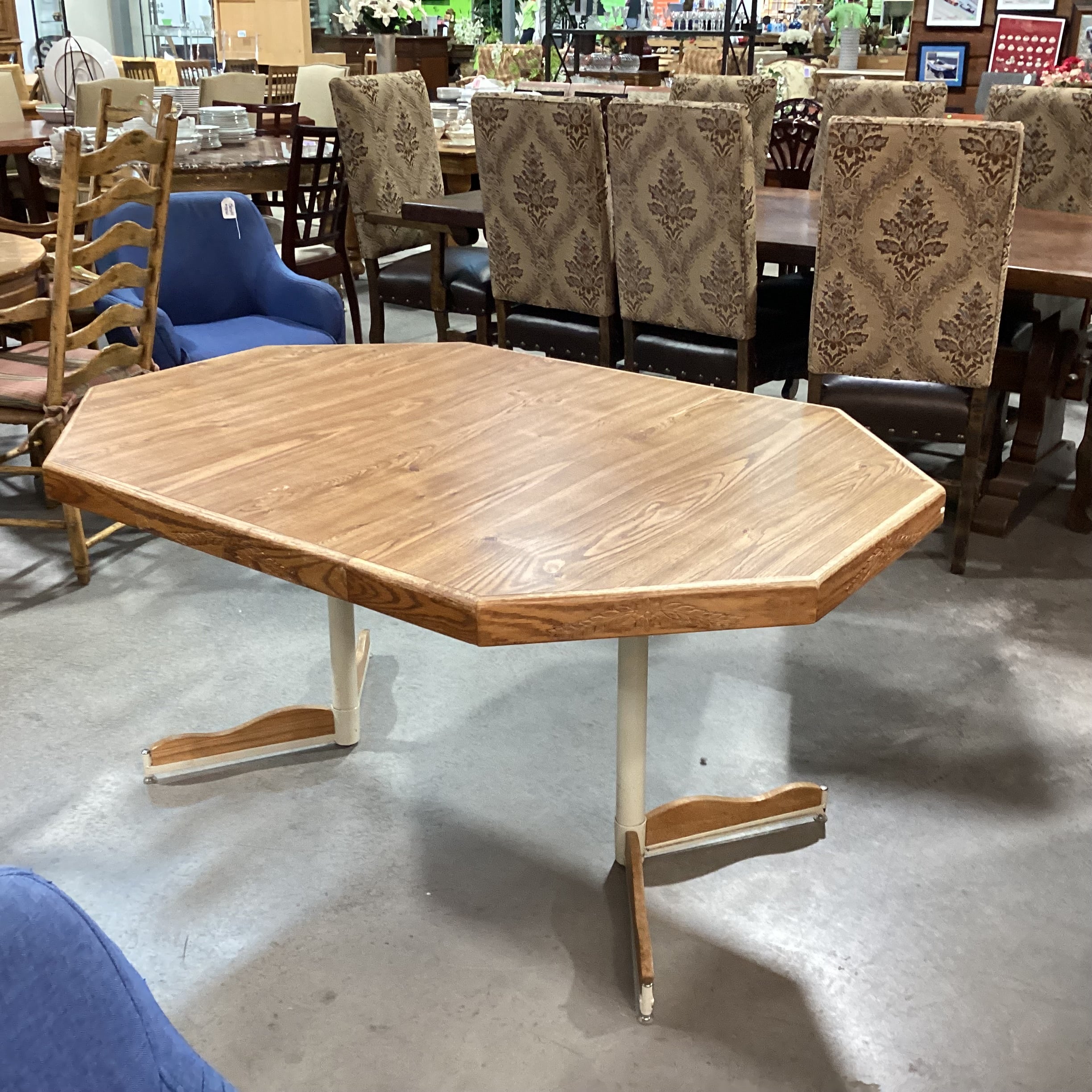 Vintage Wood Style Laminate Wood &Metal 1 Leaf Dining Table 60"x 42"x 29"
