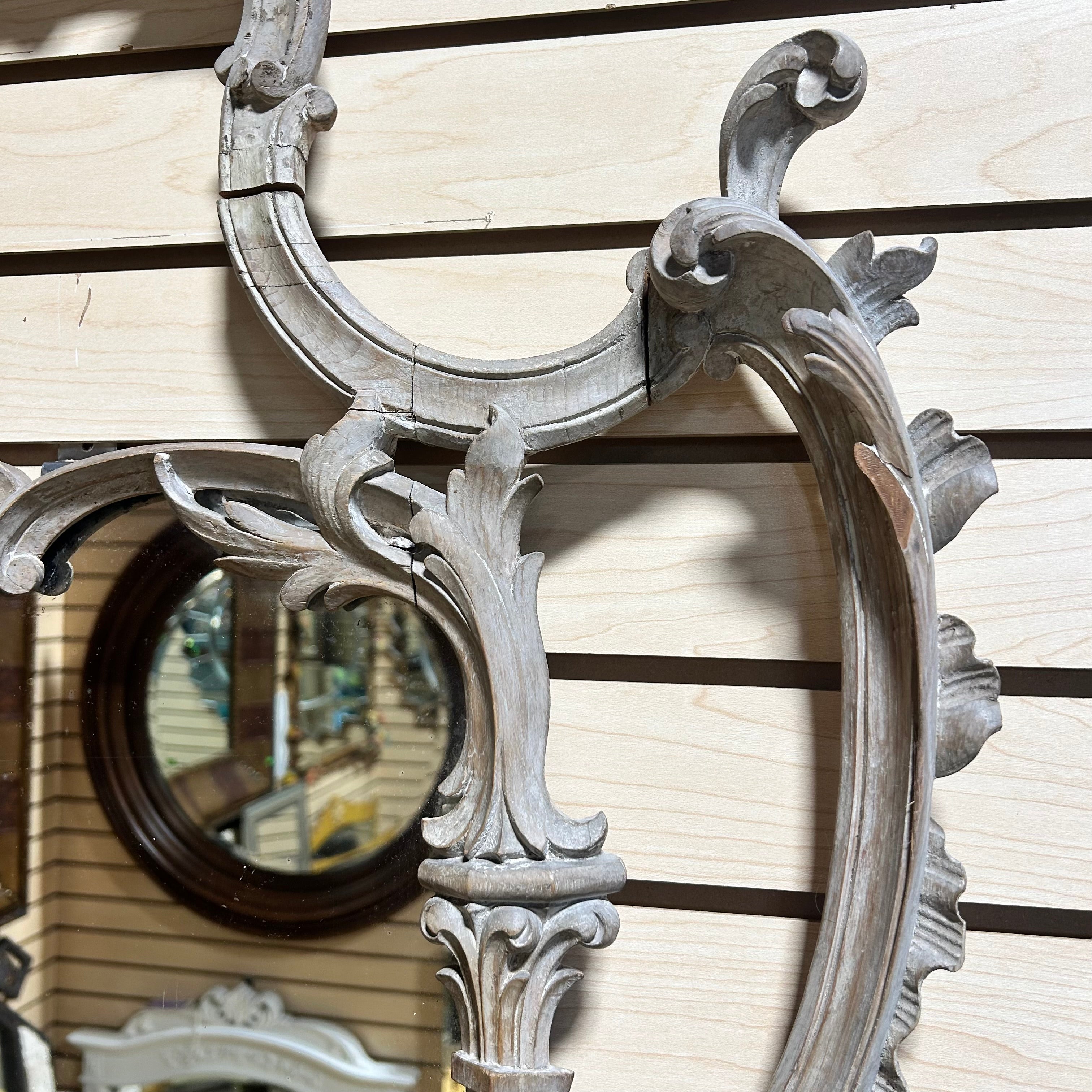 Antique Circa 1900 George III Rivival HO Ho Bird Mahogany Wall Mirror 26"x 53"