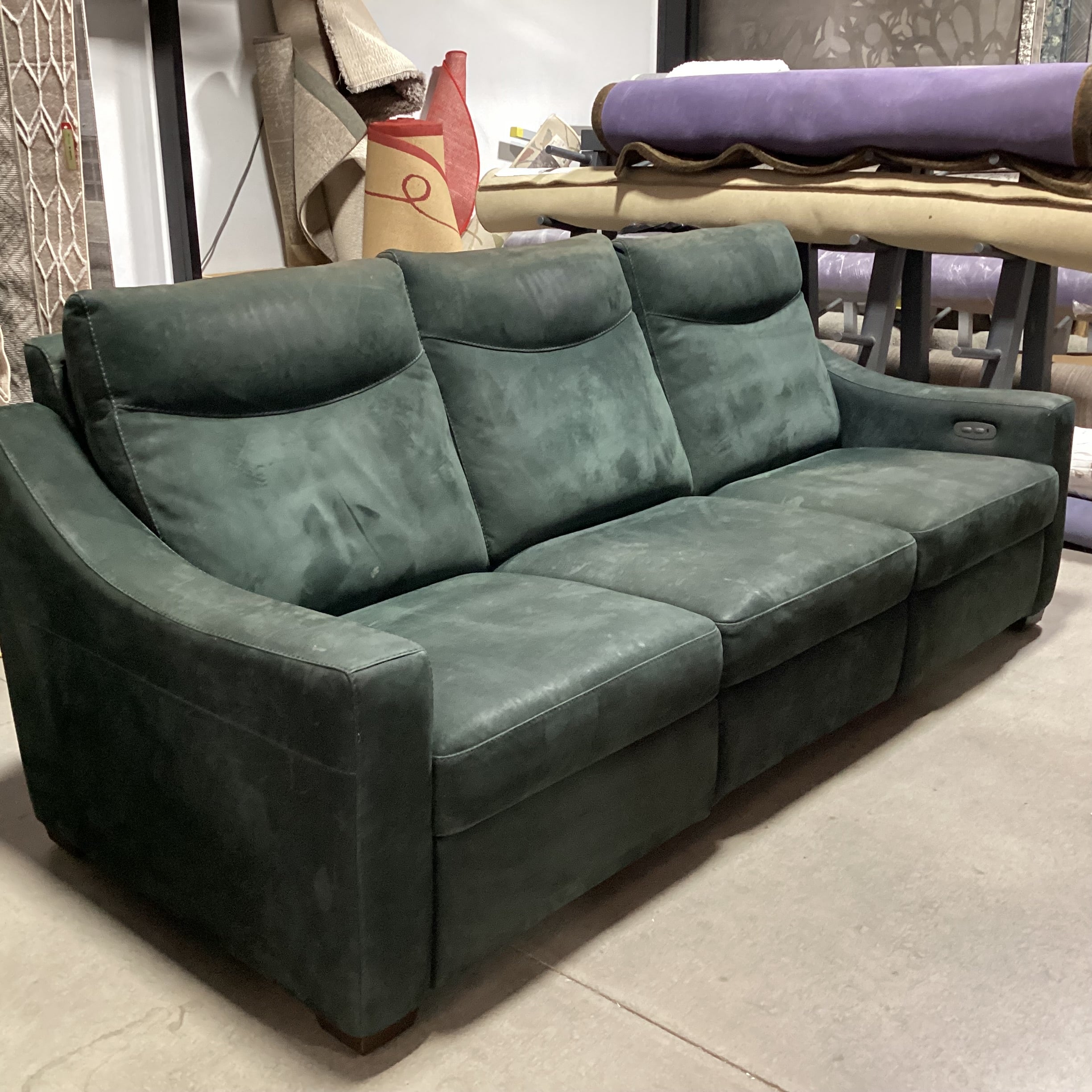 American Leather Furniture Jade Ultra Suede Power Reclining Sofa 94"x 41" to 68"x 41"