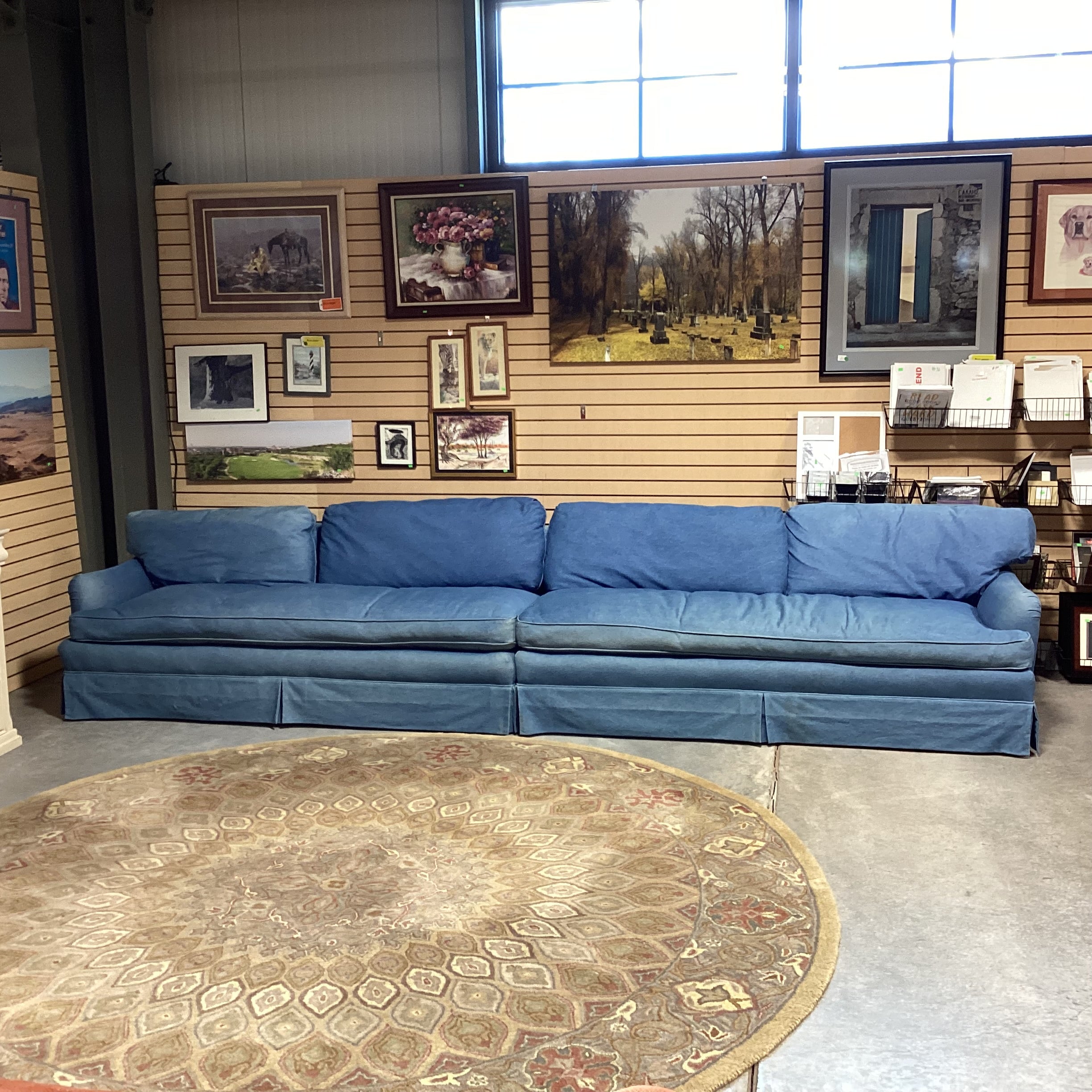 Custom Denim Down Mix 2 Piece Sectional 163"x 36"x 30"