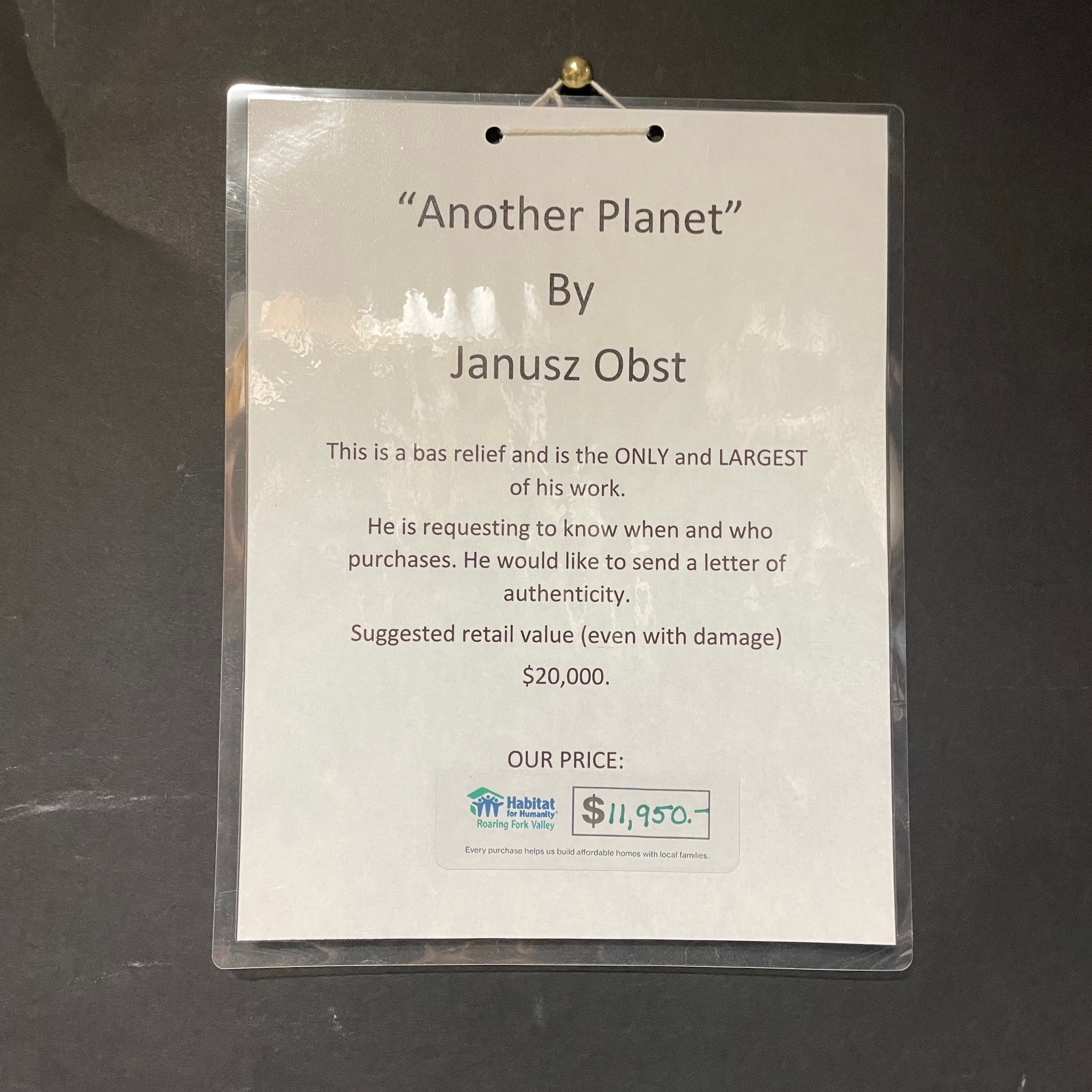 Janusz Obst Signed/ Dated "Another Planet"3D Bas Relief Original 46 1/2" x 66"
