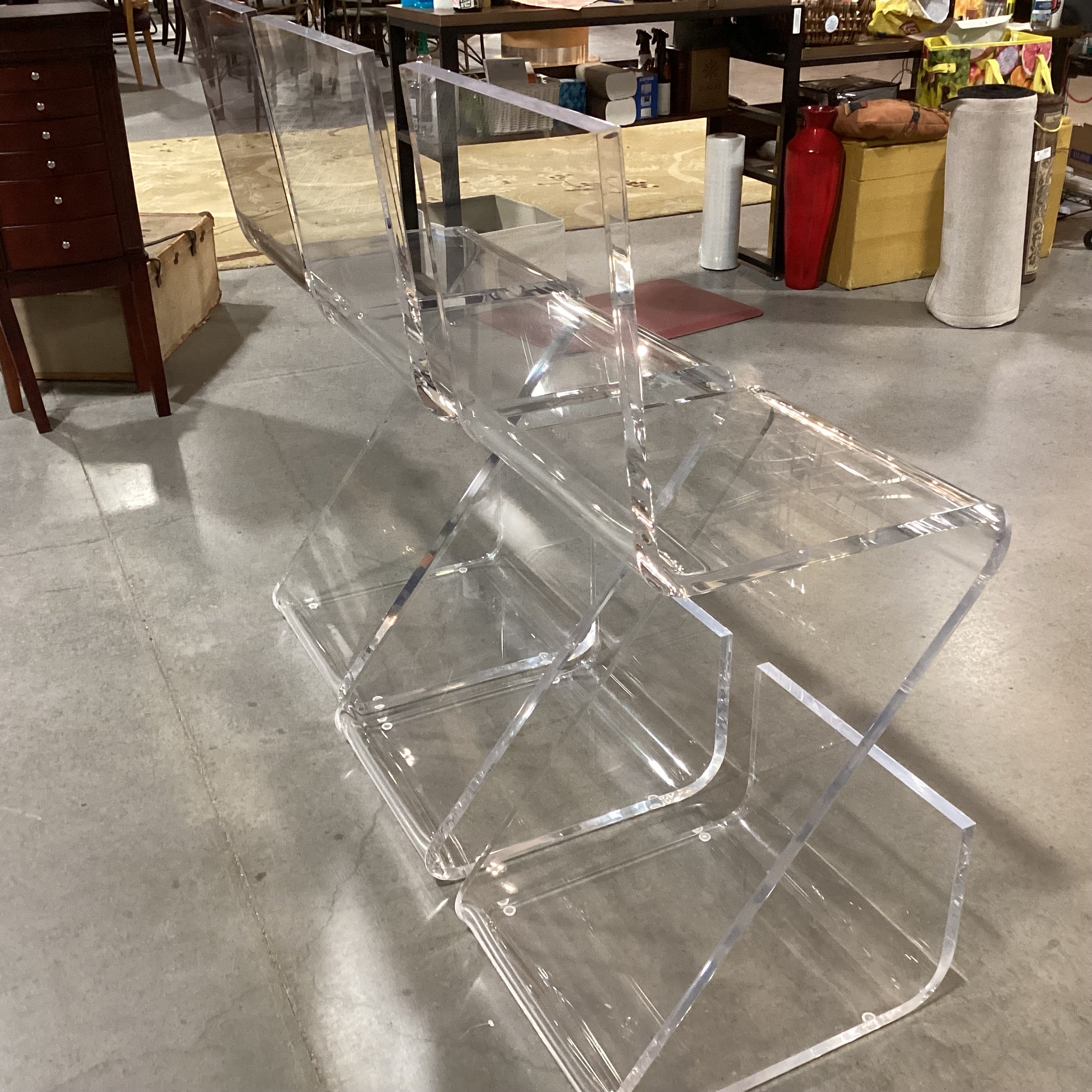 SET of 3 Z Shape High Back Thick Acrylic with Footrest Barstools 29.5"