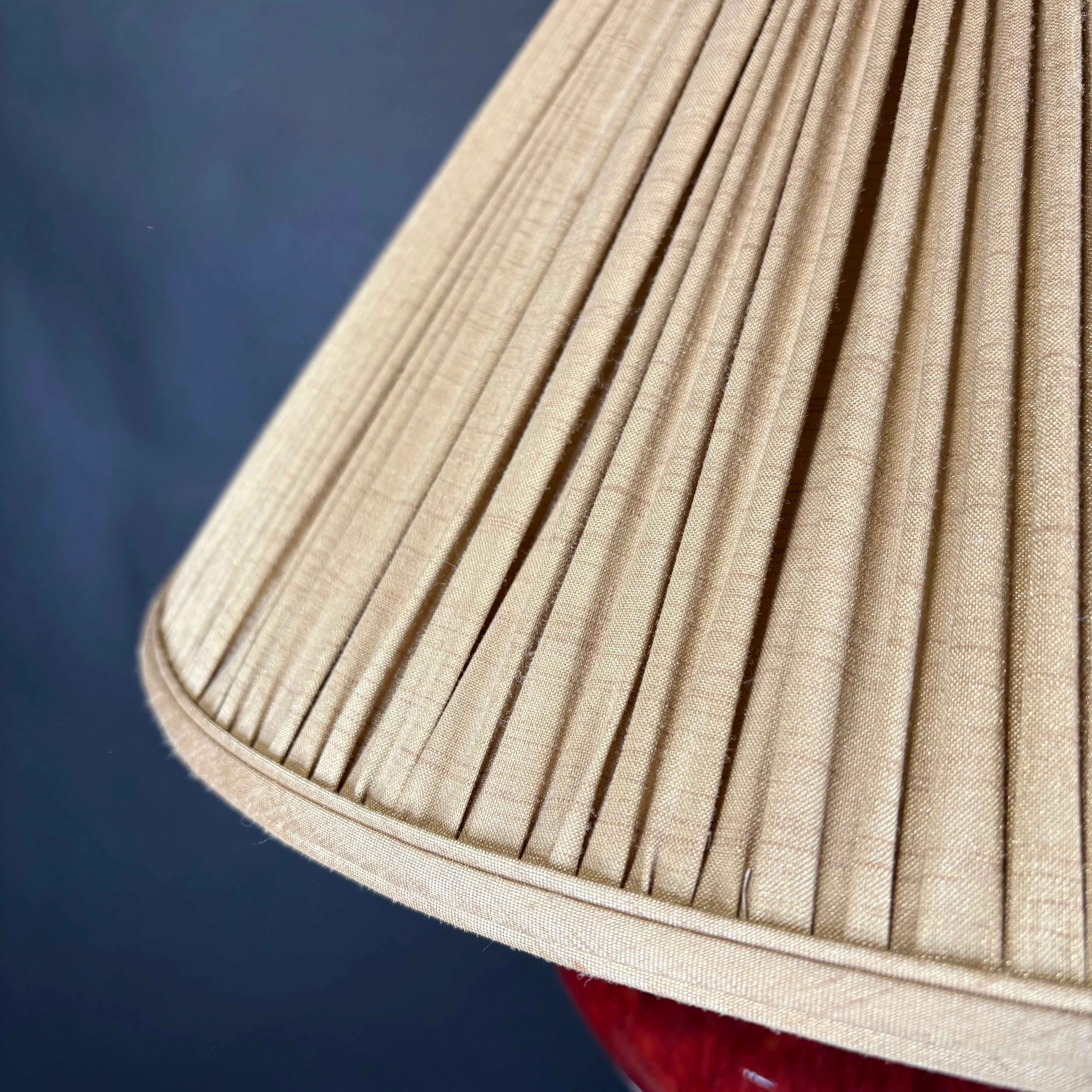 Frederick Cooper Red/Gold Ceramic and Wood with Shade Table Lamp 22” Diameter @ Shade x 23”