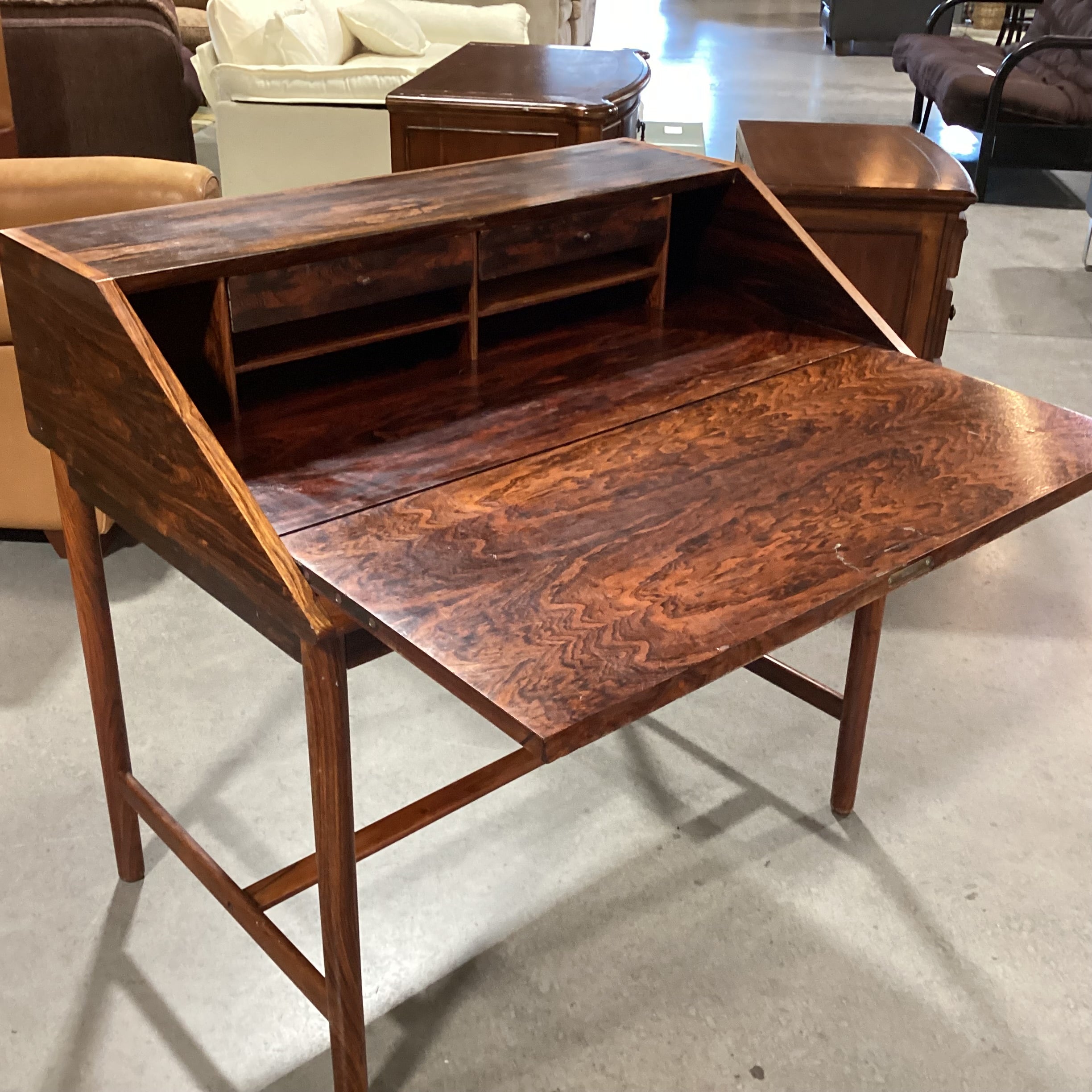 Mellemstrands Made in Norway Vintage 1960's Rosewood Slant Front Desk