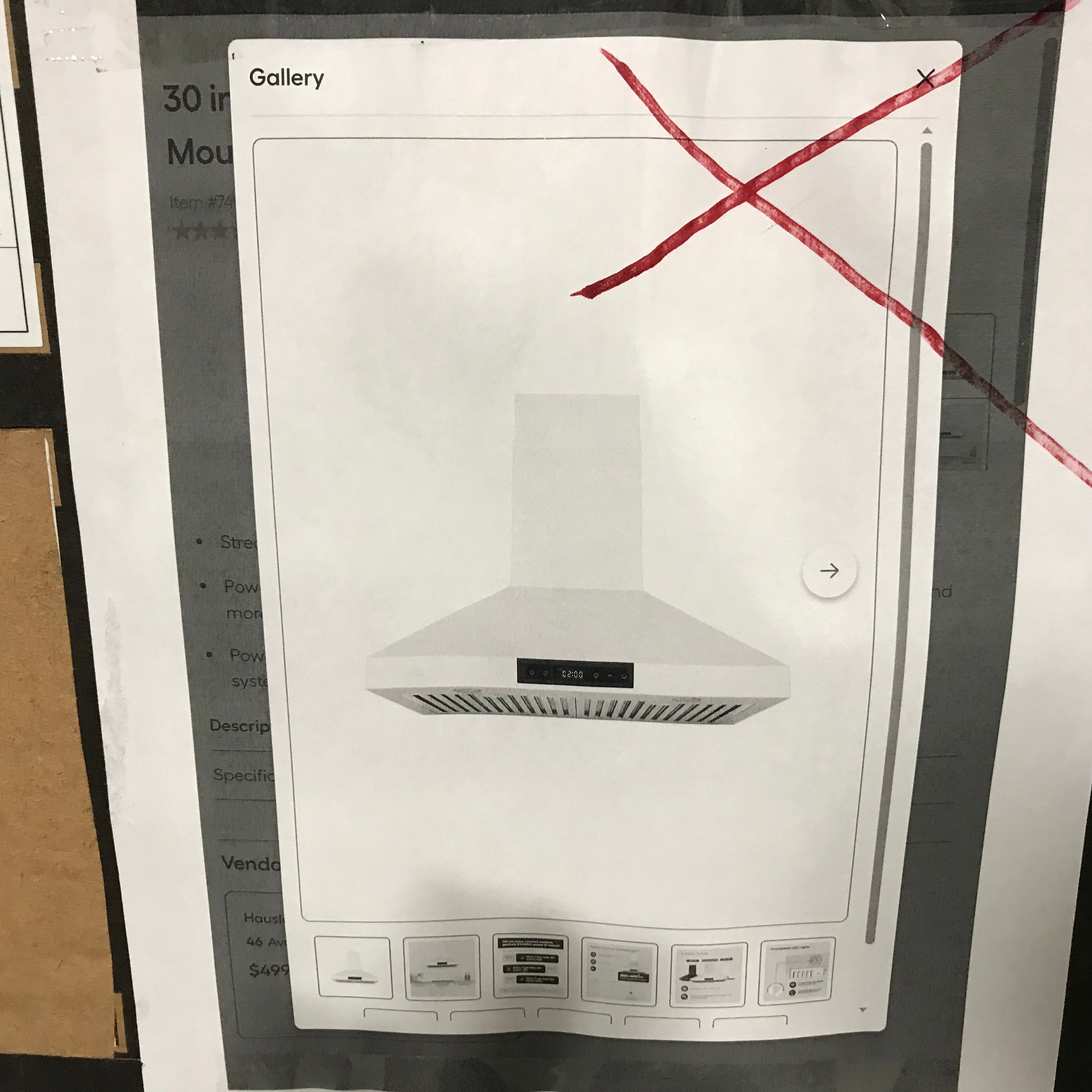 Hauslane WM-538 WHT-30 Convertible 860 Cfm Internal Blower Range Hood 30"x 19"x 25.5" (NEW IN BOX)