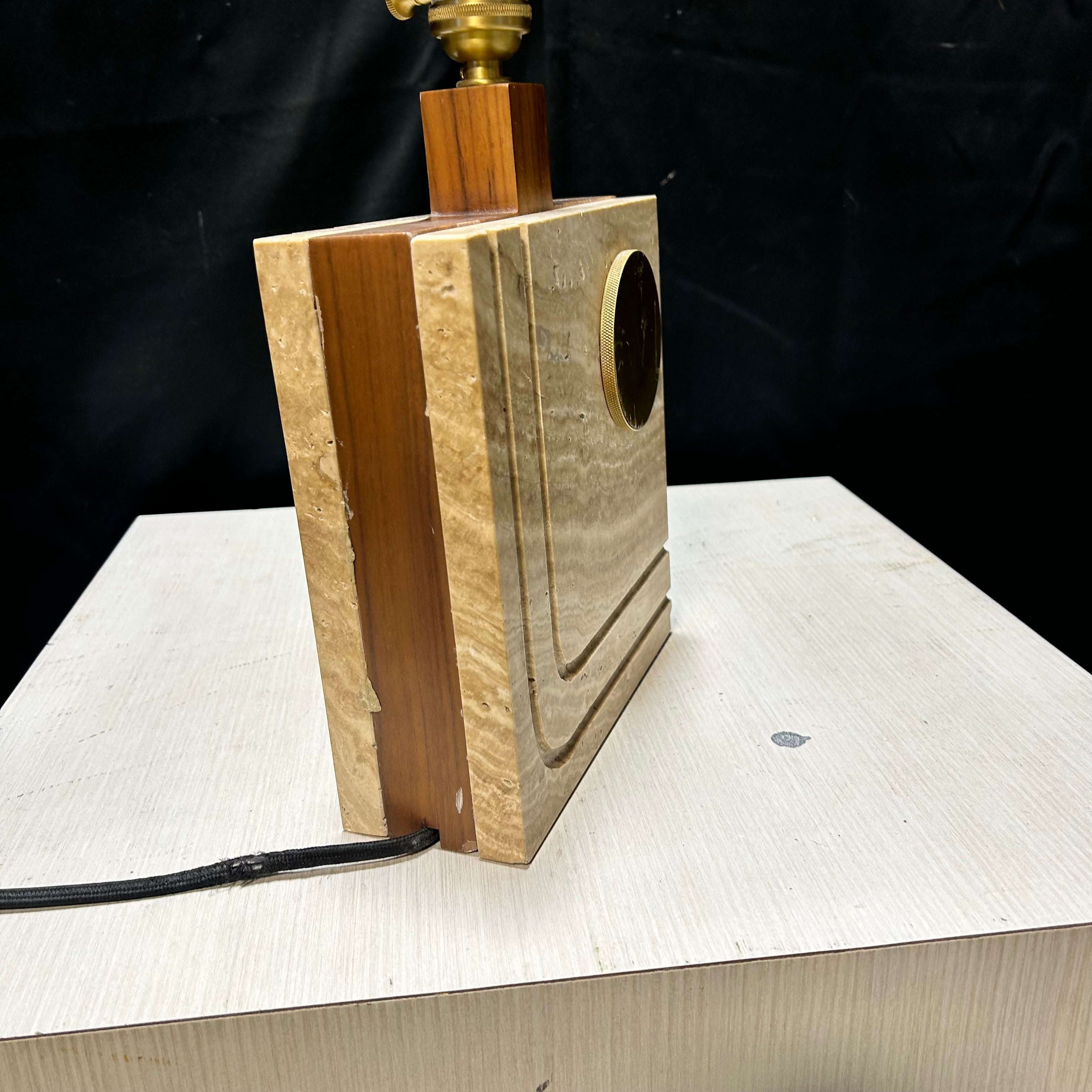 Jonathan Adler Topanga wood & Stone Table Lamp 8"x 3"x 13"